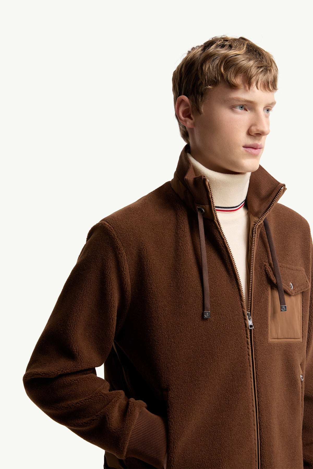 Moncler Padded Teddy Zip-Up Sweatshirt Brown Brown