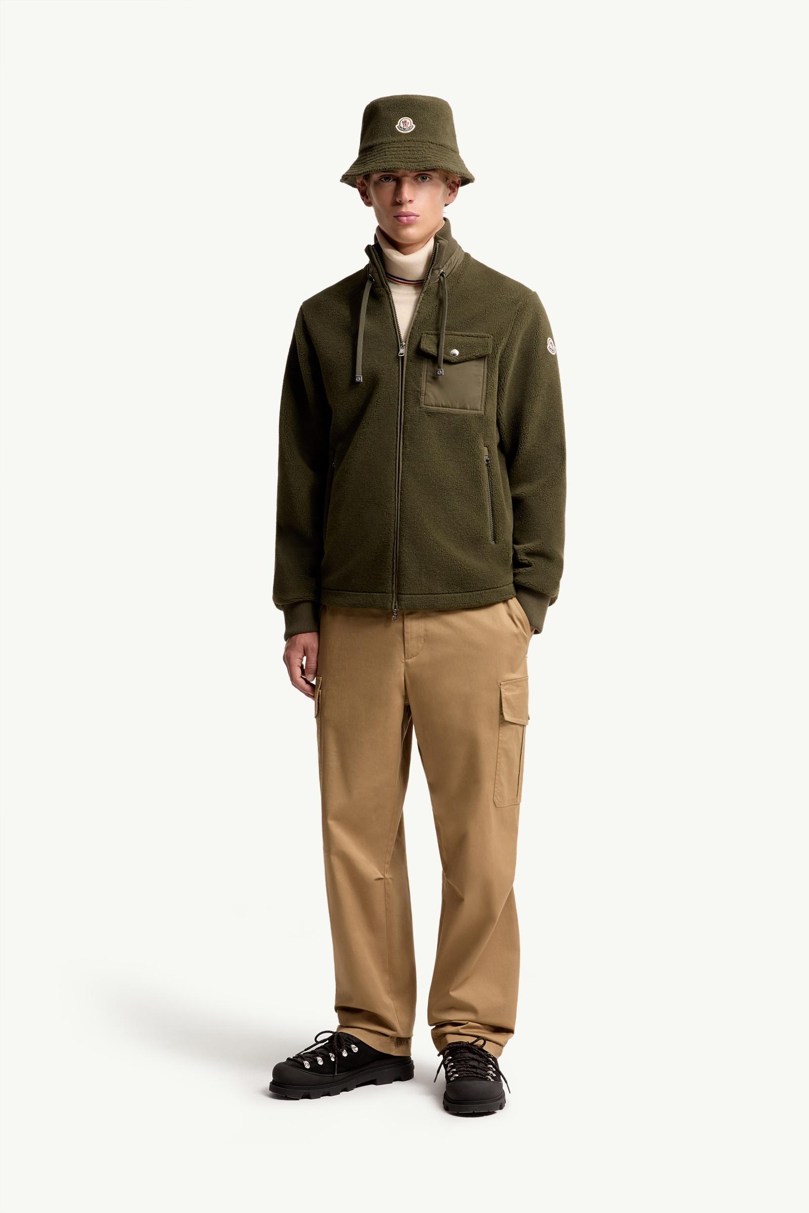 Moncler Padded Teddy Zip-Up Sweatshirt Olive Green Olive Green