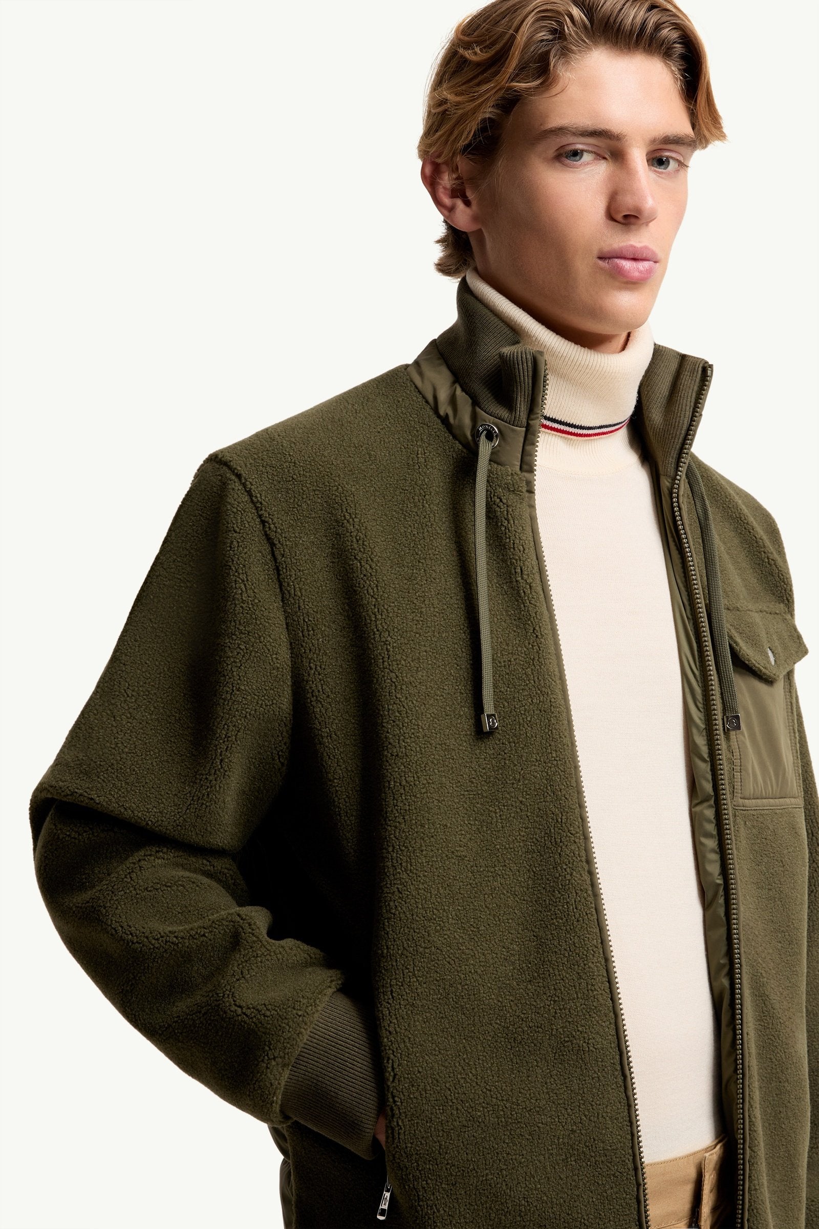 Moncler Padded Teddy Zip-Up Sweatshirt Olive Green Olive Green