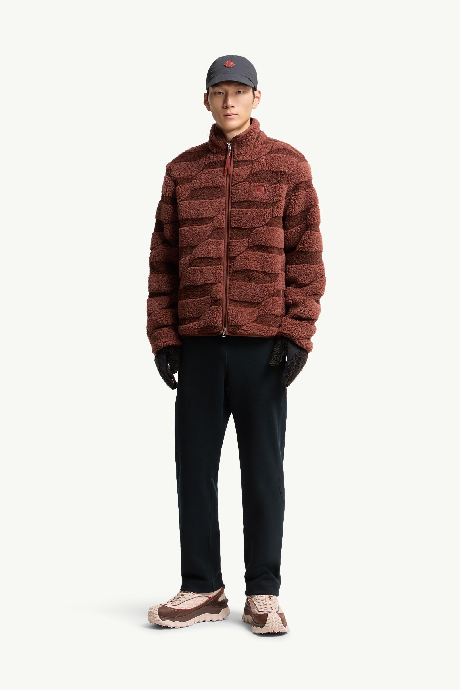 Moncler Teddy Jacquard Zip-Up Sweatshirt Brown Brown
