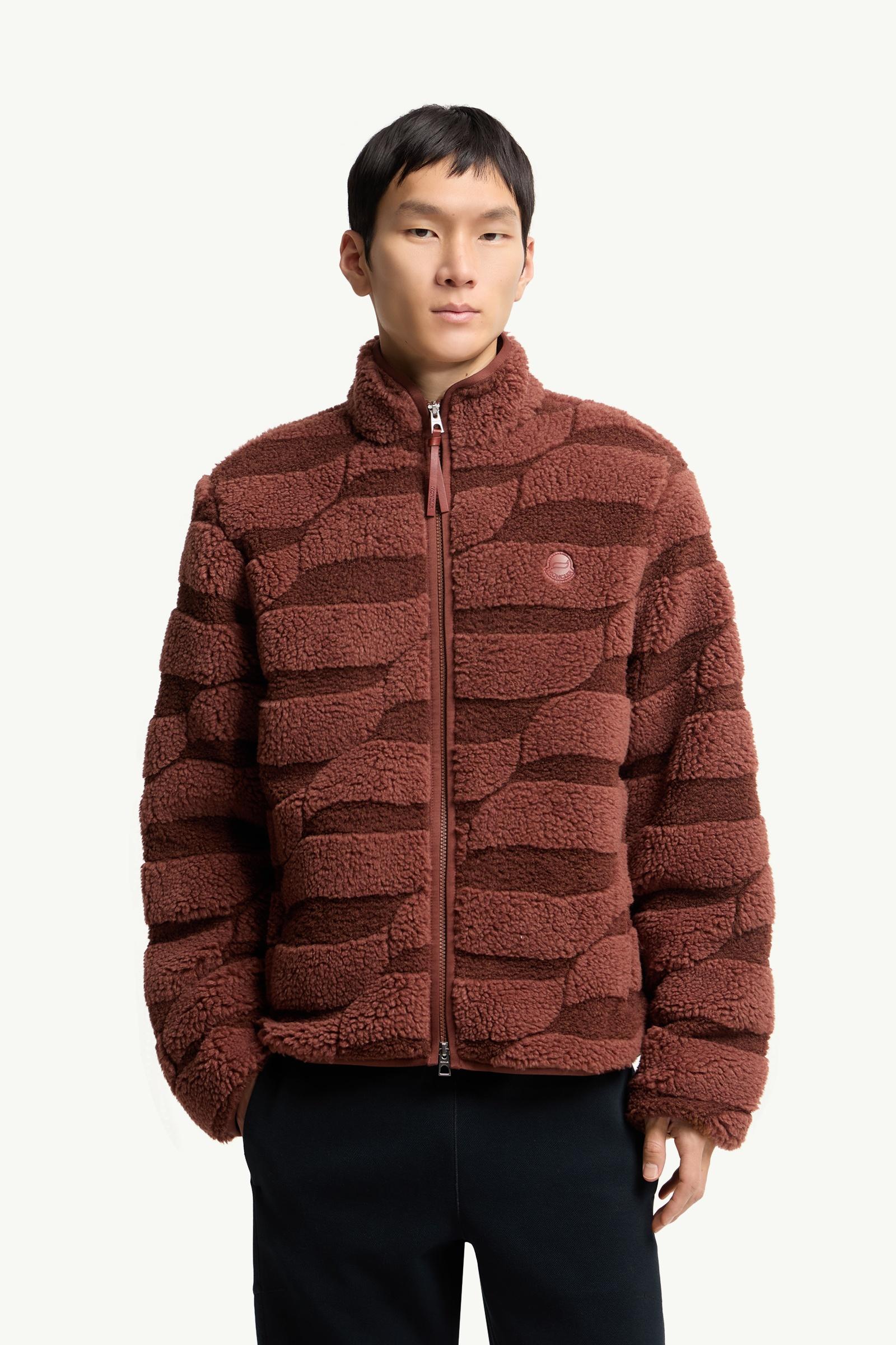 Moncler Teddy Jacquard Zip-Up Sweatshirt Brown Brown