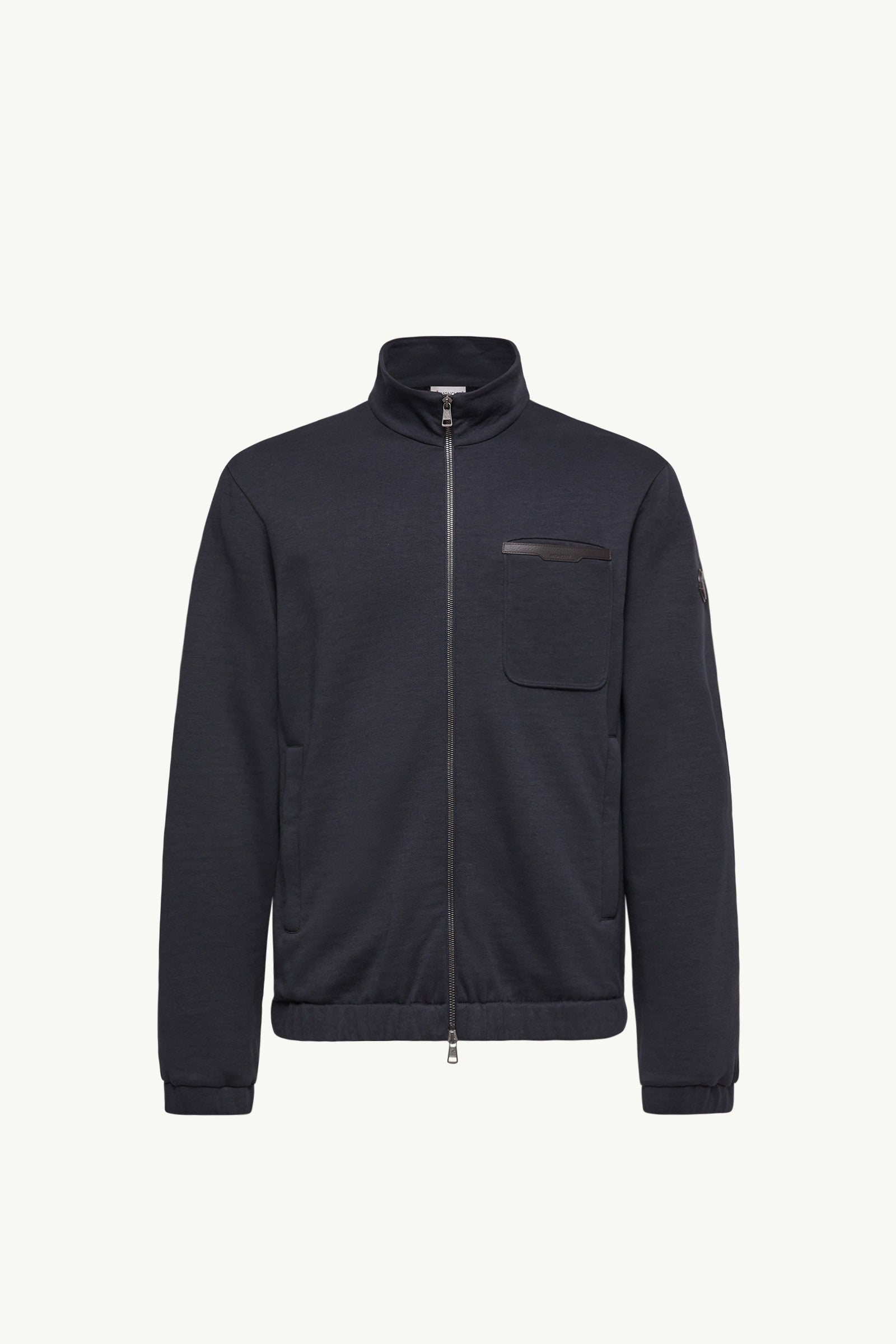 Moncler Cotton Blend Zip-Up Sweatshirt Dark Blue Dark Blue