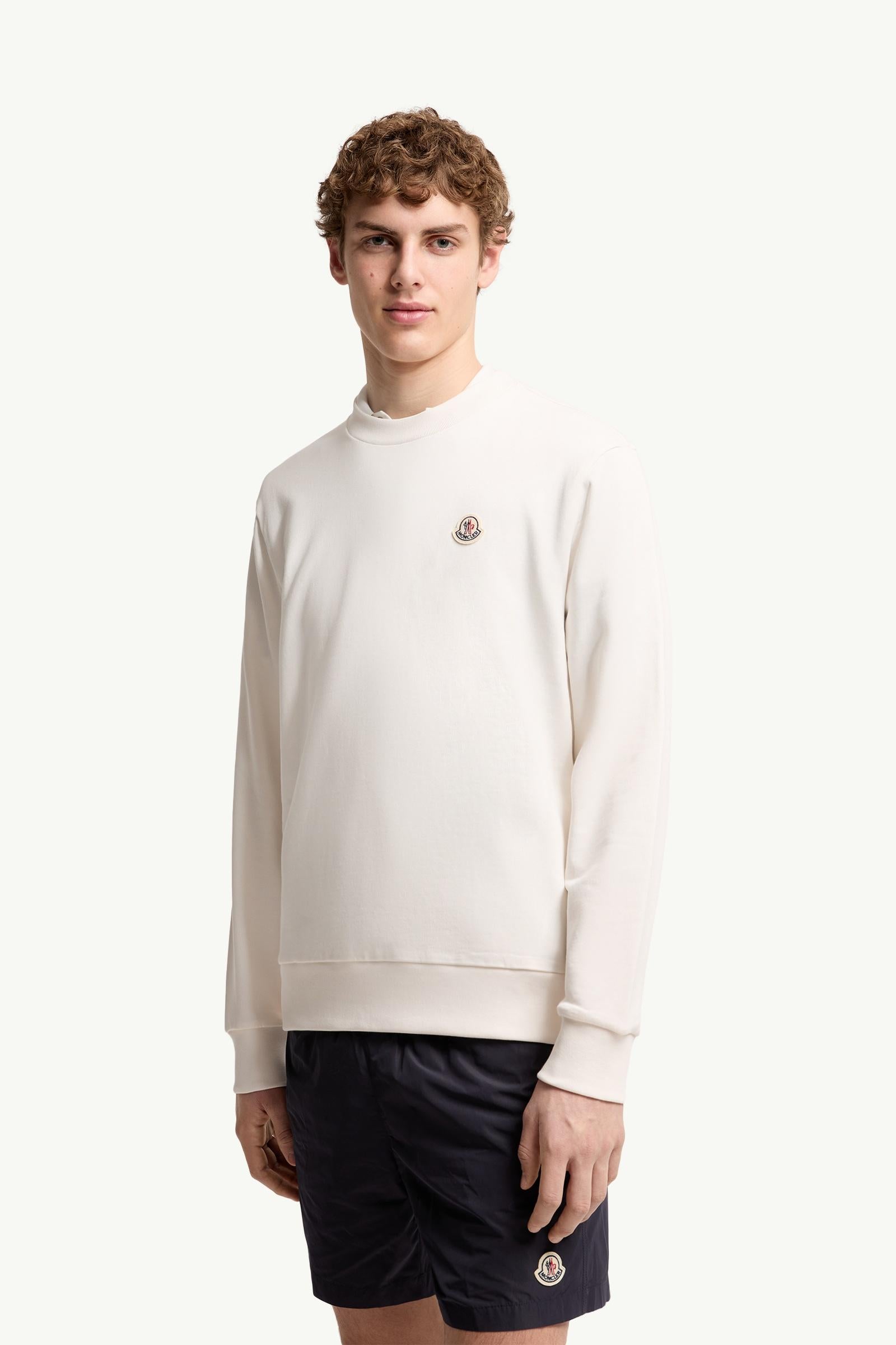 Moncler Logo Patch Cotton Sweatshirt White White