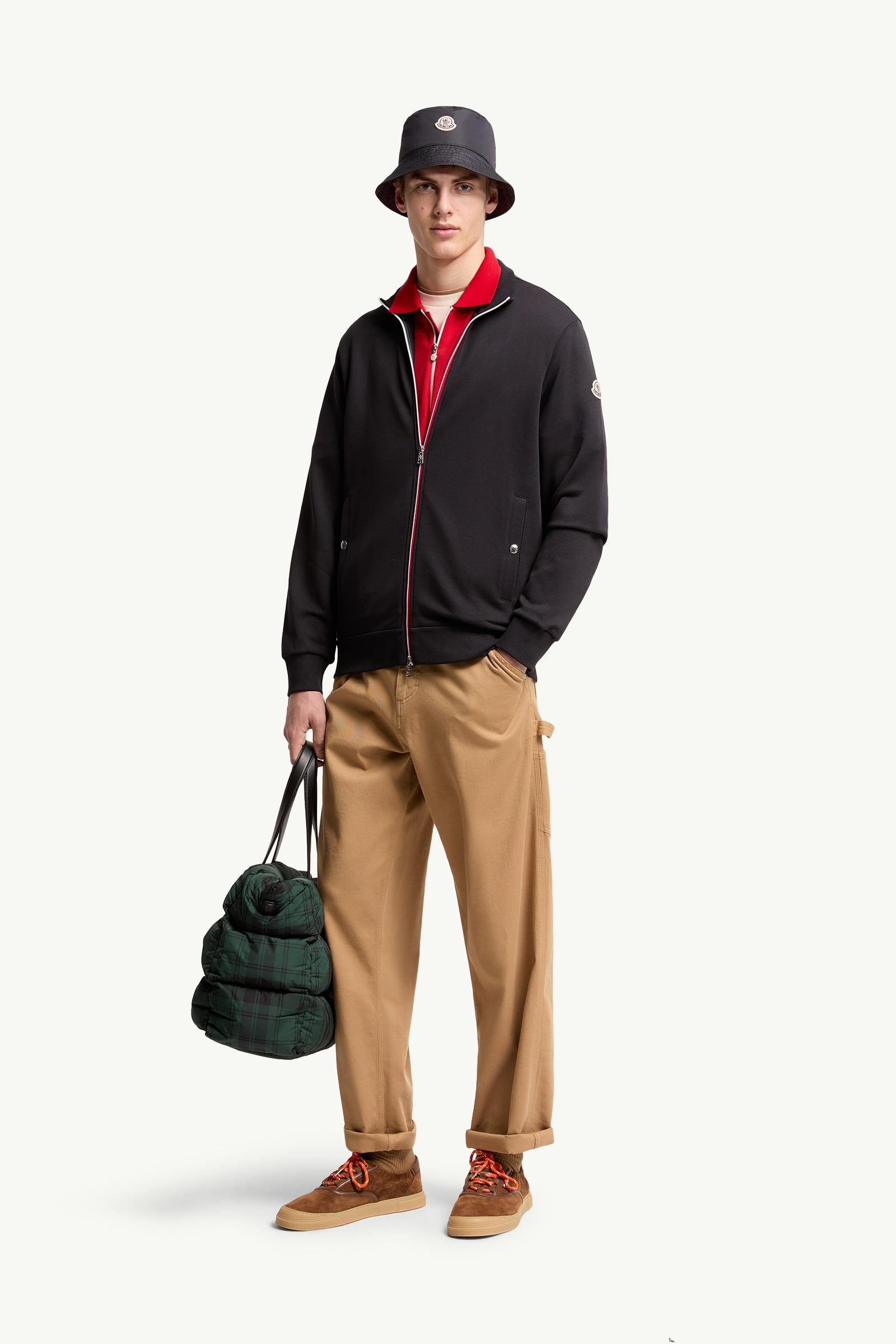 Moncler Tricolor-Trimmed Cotton Zip-Up Sweatshirt Night Blue Night Blue