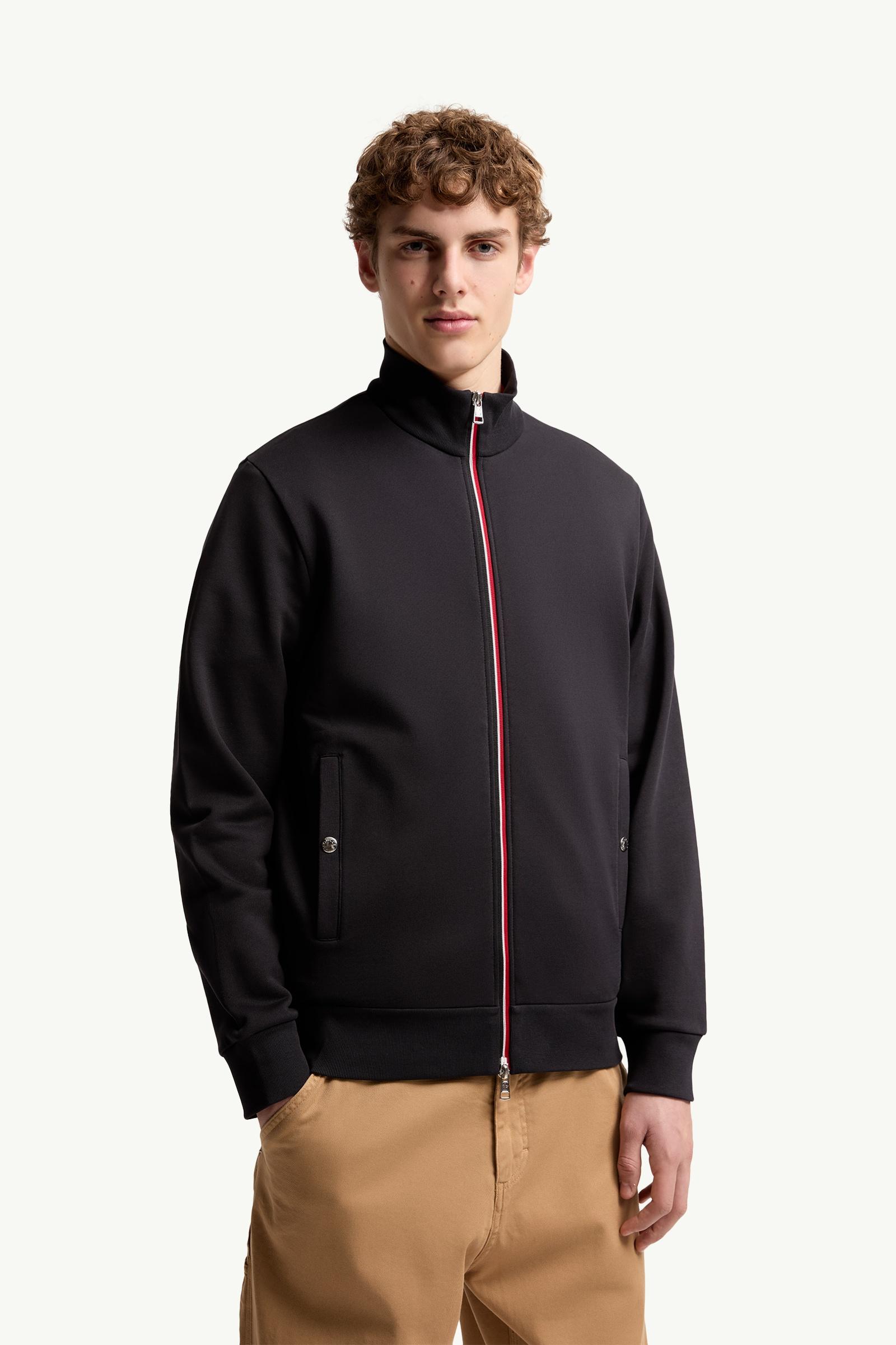 Moncler Tricolor-Trimmed Cotton Zip-Up Sweatshirt Night Blue Night Blue