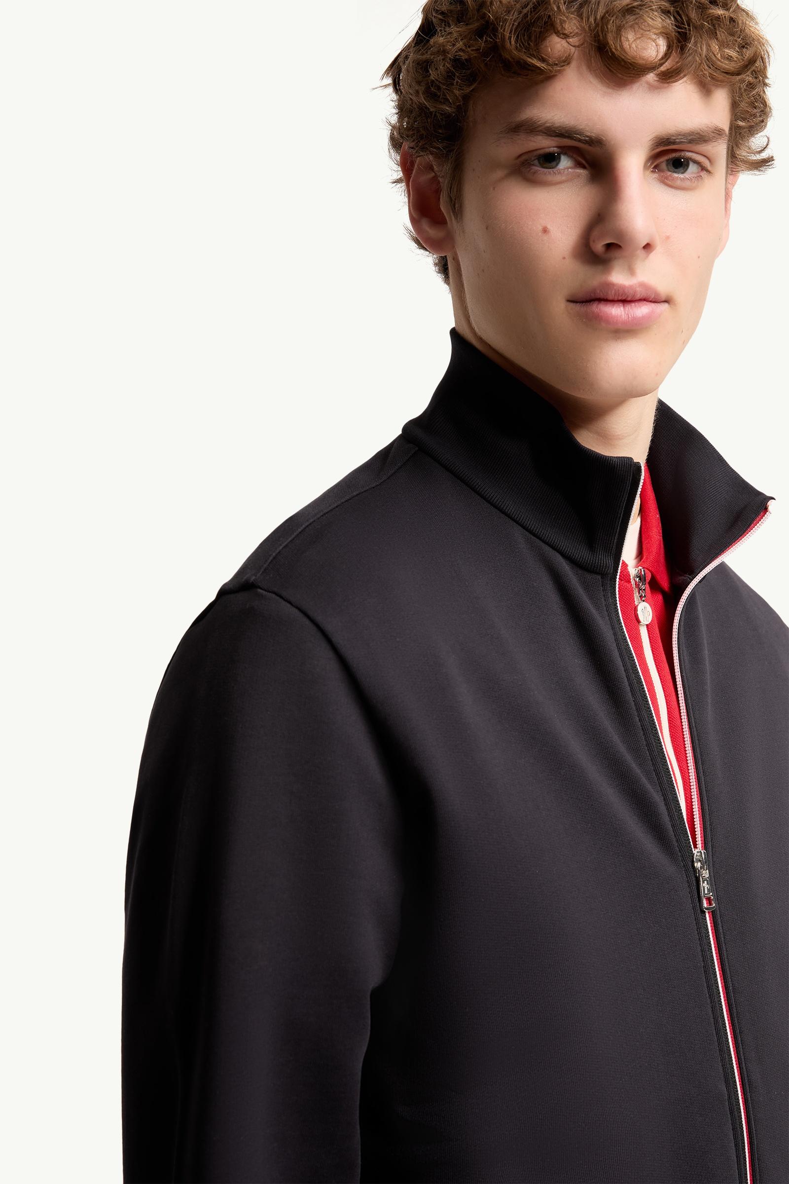Moncler Tricolor-Trimmed Cotton Zip-Up Sweatshirt Night Blue Night Blue
