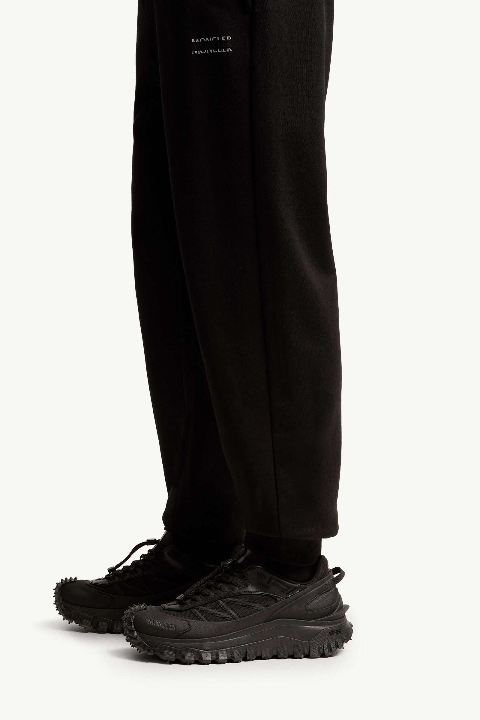 Moncler Logo Cotton Fleece Sweatpants Black Black