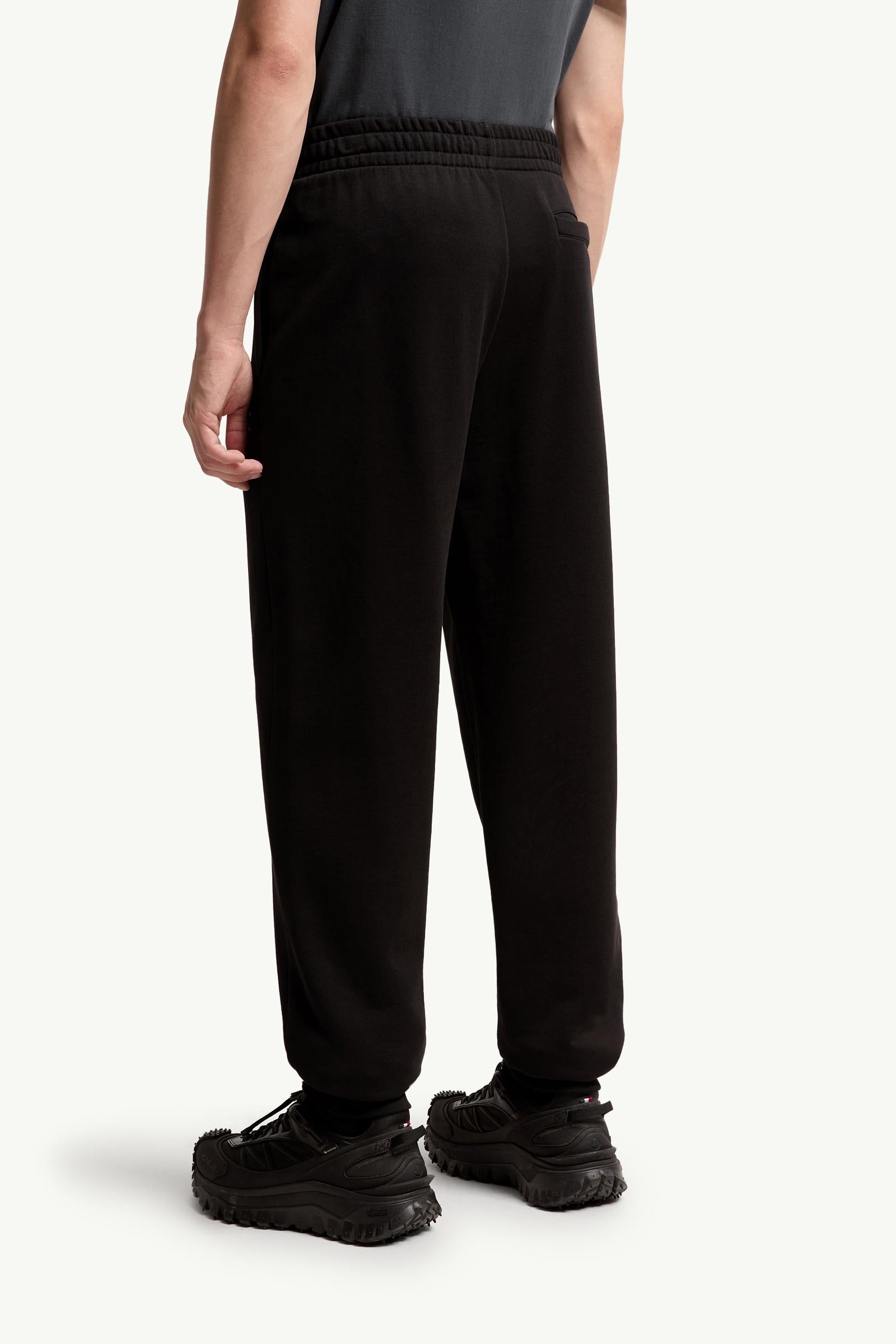 Moncler Logo Cotton Fleece Sweatpants Black Black