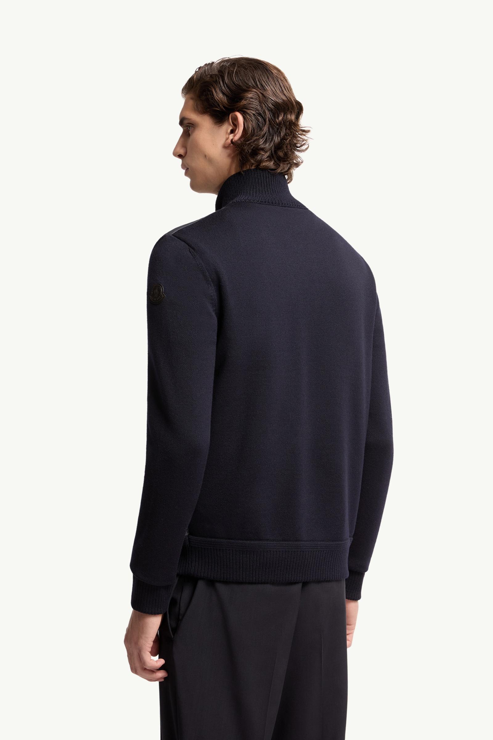 Moncler Padded Zip-Up Wool Cardigan Navy Blue Navy Blue