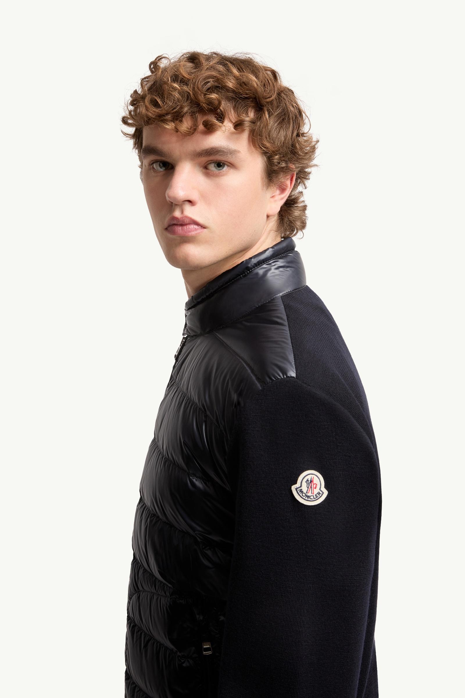 Moncler Padded Wool Zip-Up Cardigan Blue Blue