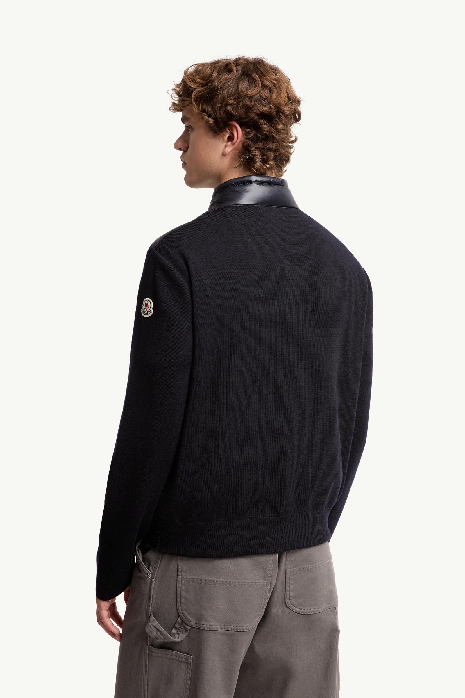 Moncler Padded Wool Zip-Up Cardigan Blue Blue