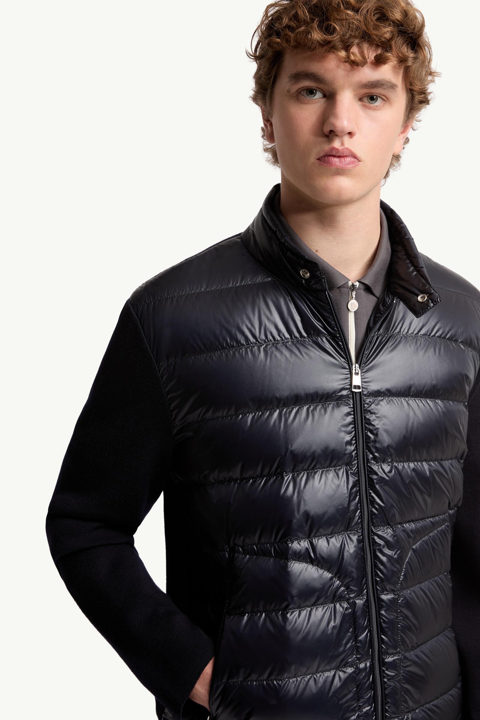 Moncler Padded Wool Zip-Up Cardigan Blue Blue