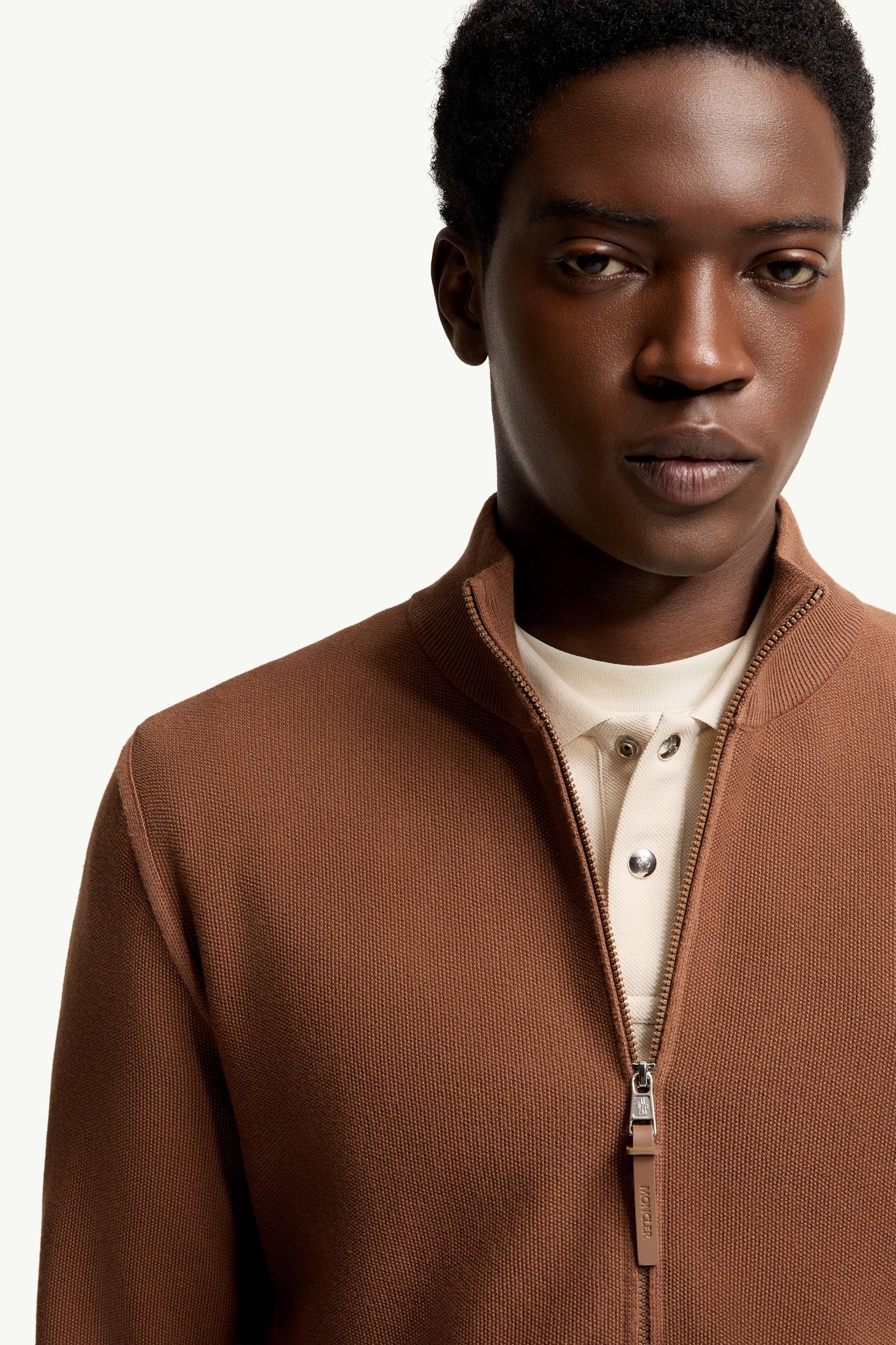 Moncler Cotton Zip-Up Cardigan Light Brown Light Brown