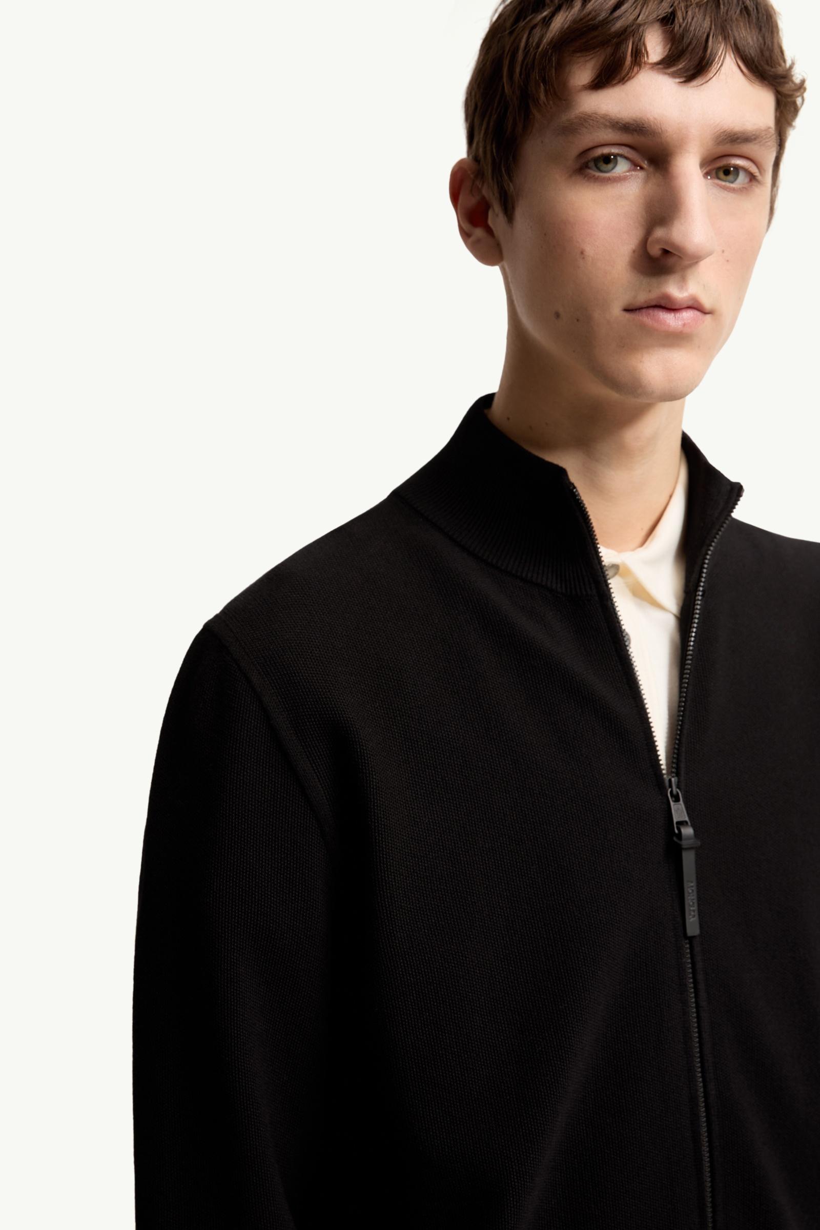 Moncler Cotton Zip-Up Cardigan Black Black
