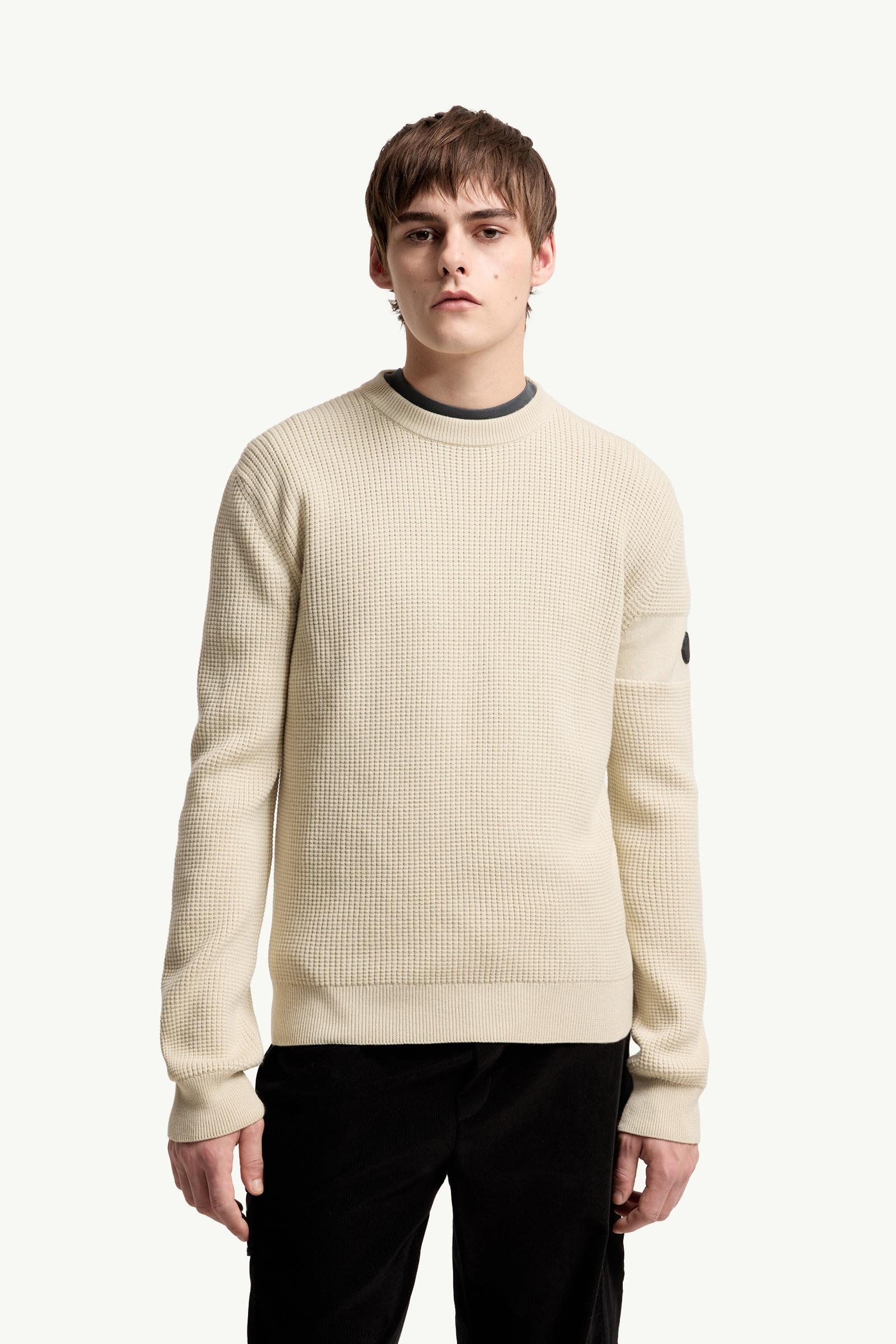 Moncler Logo Wool Sweater Light Beige Light Beige