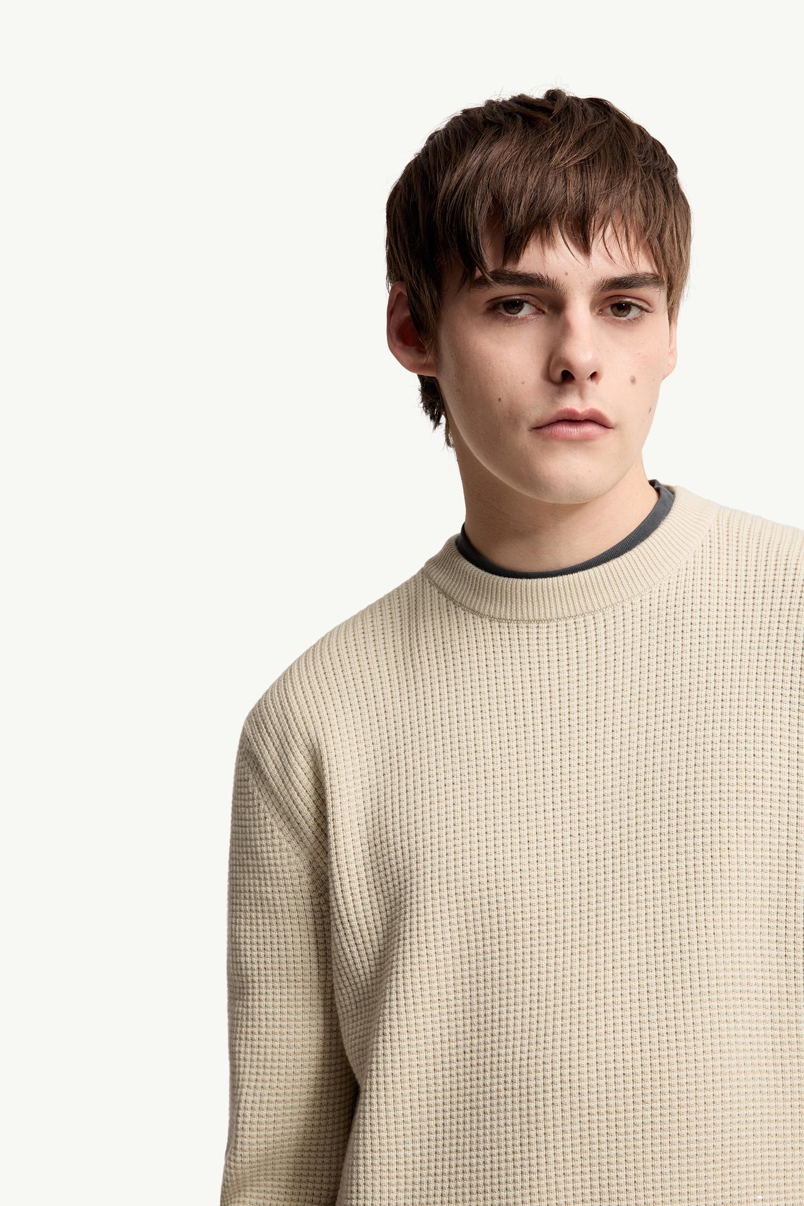 Moncler Logo Wool Sweater Light Beige Light Beige