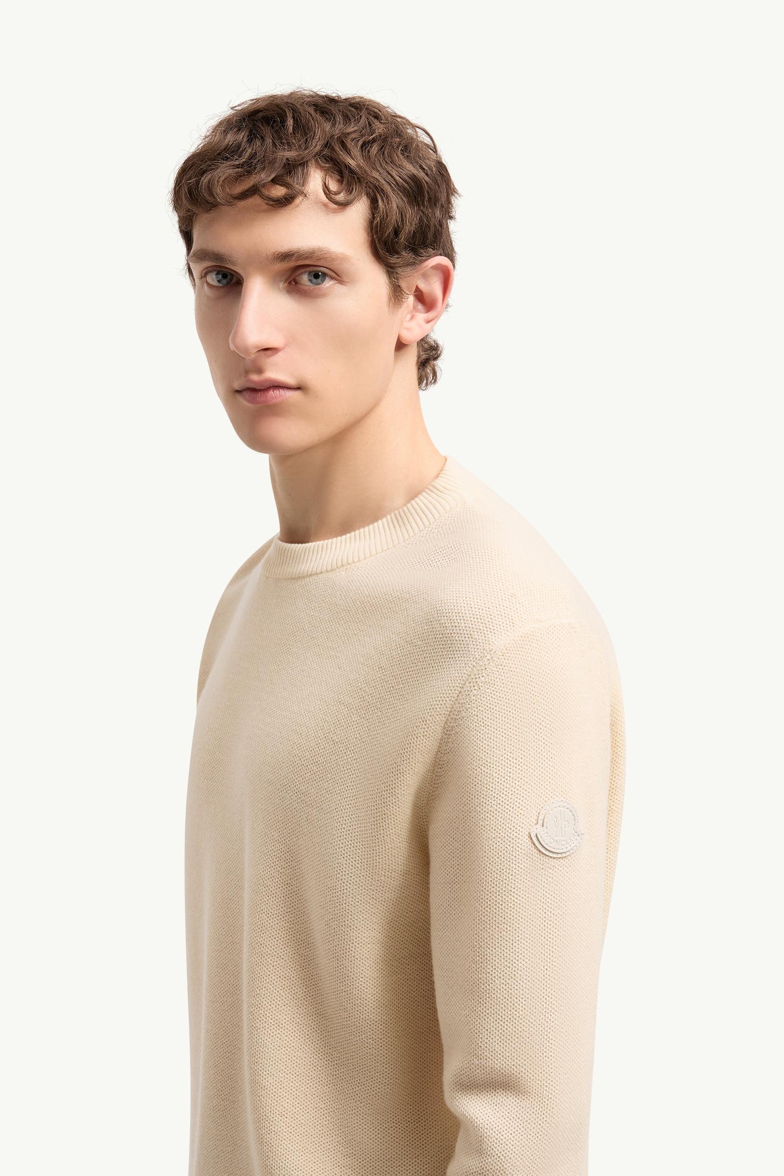 Moncler Leather Logo Wool Sweater Ochre Yellow Ochre Yellow