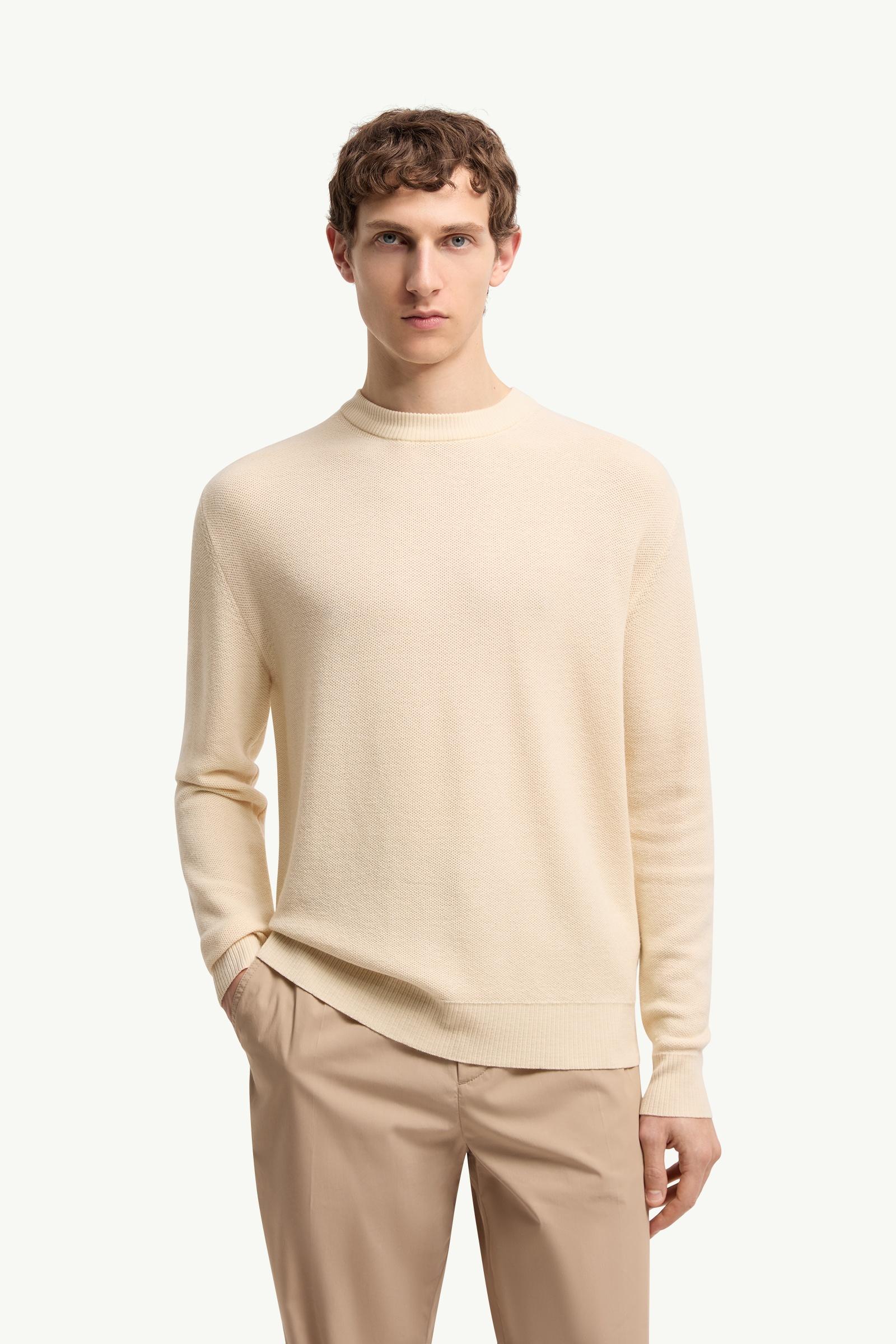 Moncler Leather Logo Wool Sweater Ochre Yellow Ochre Yellow