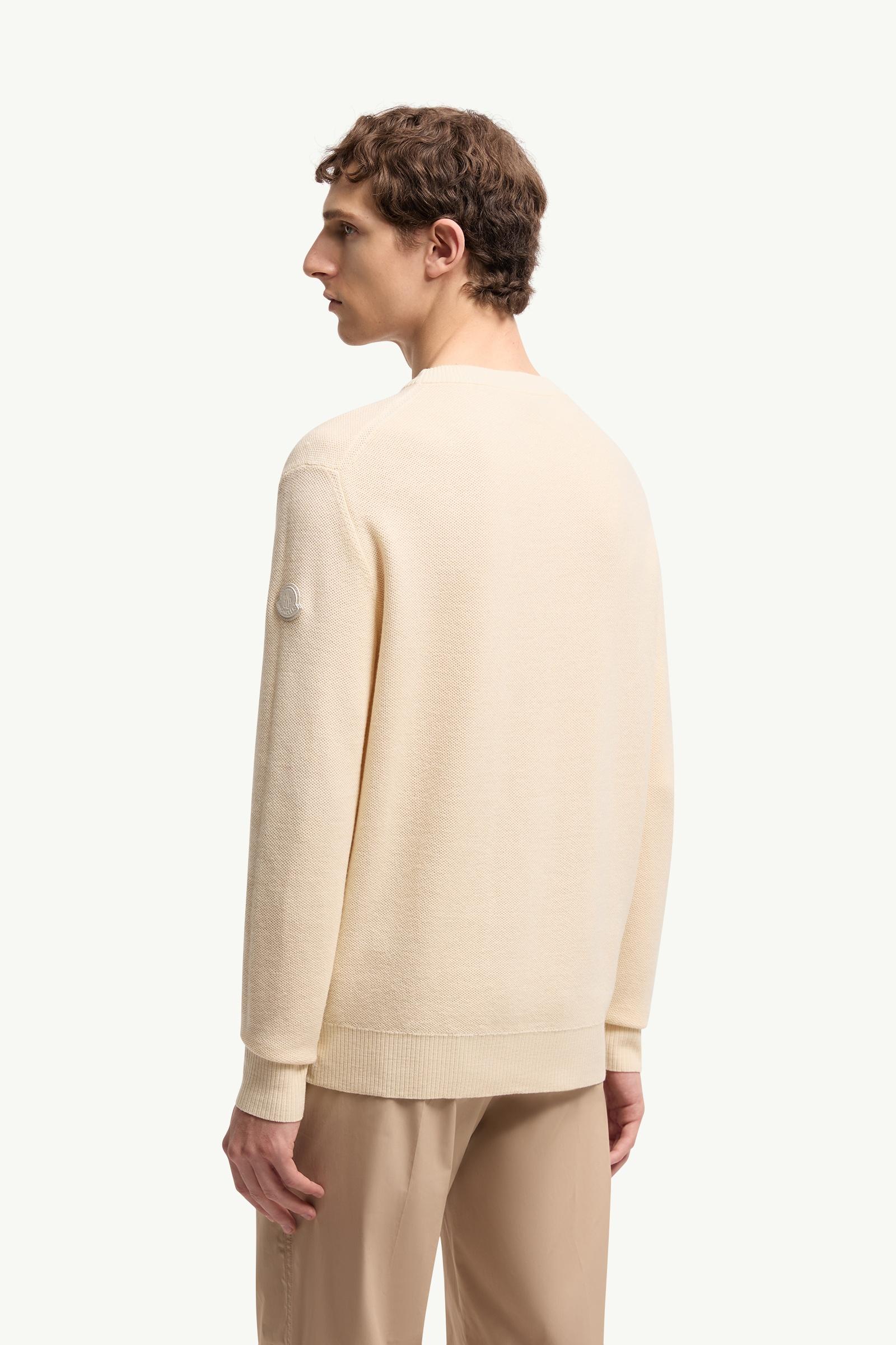 Moncler Leather Logo Wool Sweater Ochre Yellow Ochre Yellow