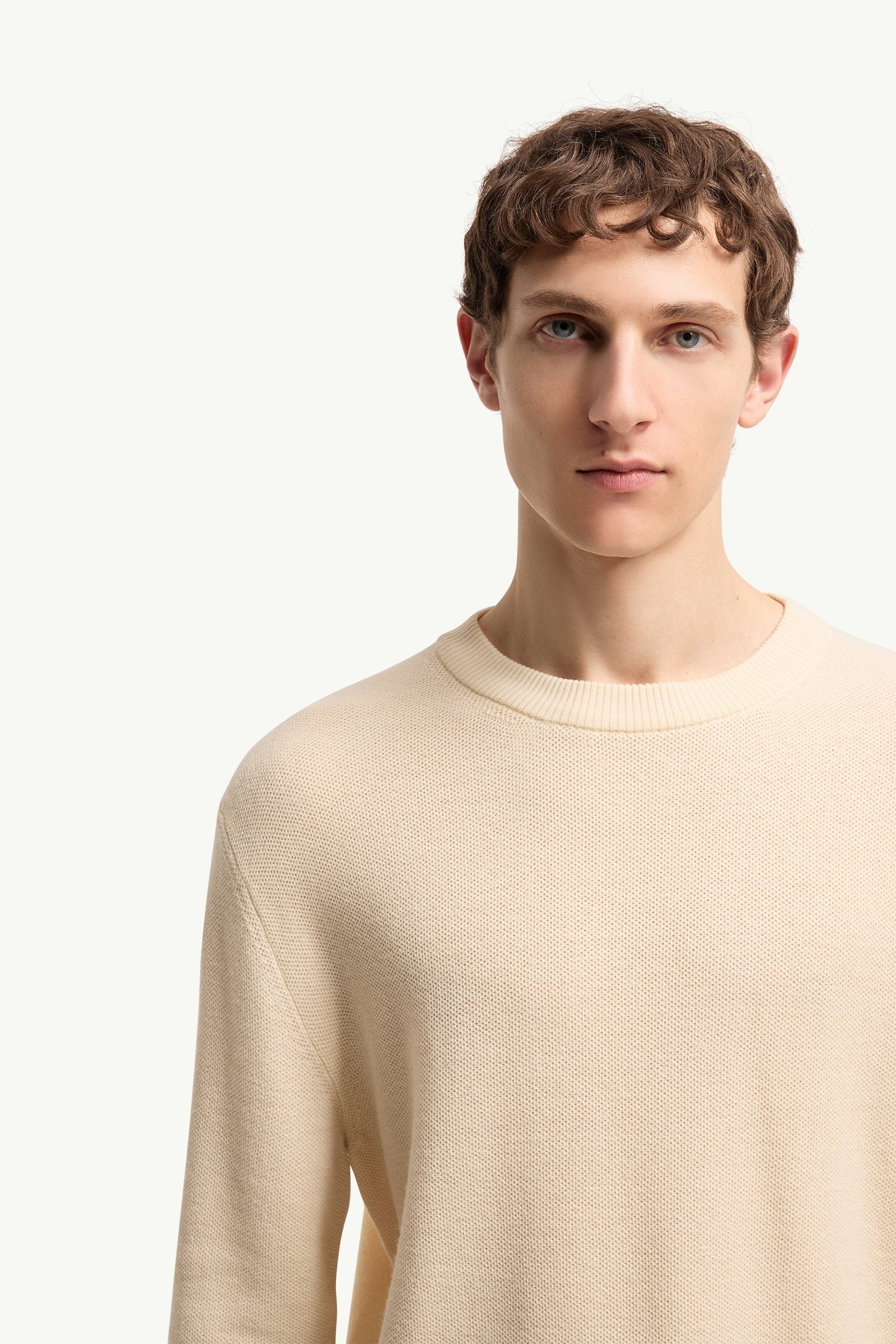 Moncler Leather Logo Wool Sweater Ochre Yellow Ochre Yellow