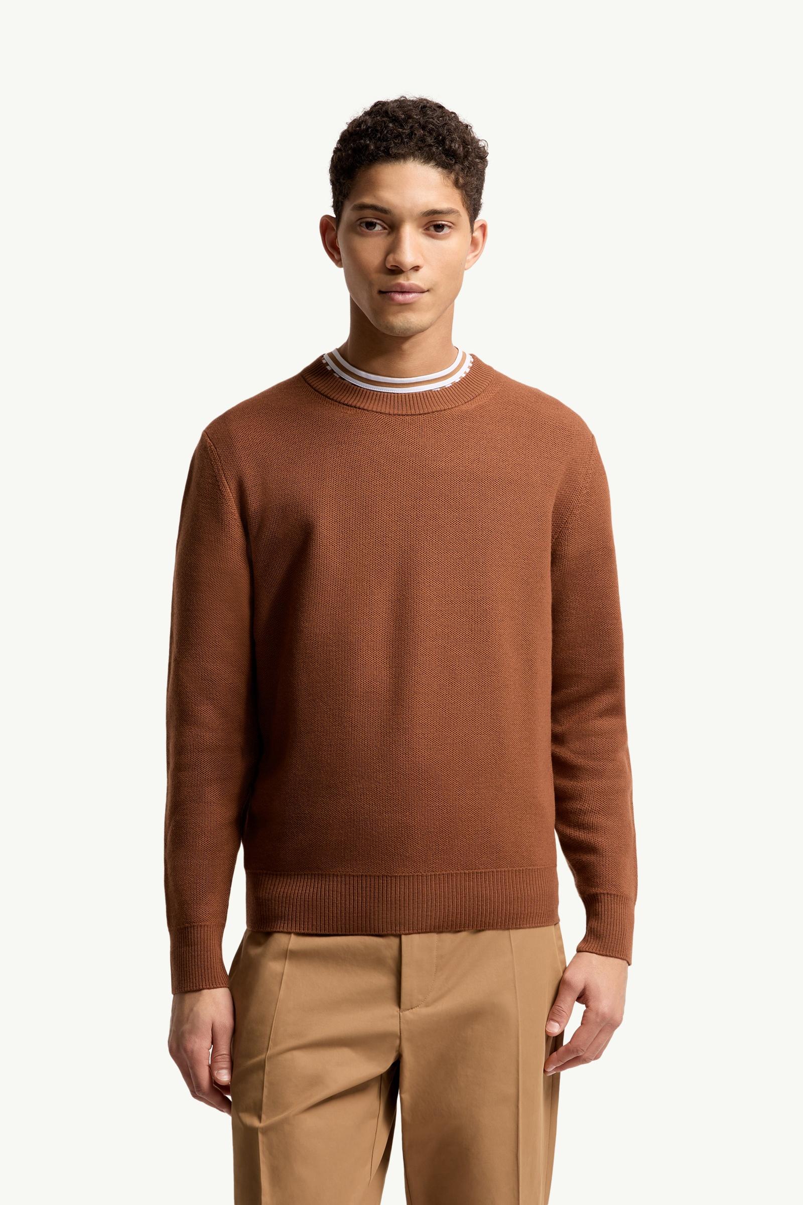Moncler Leather Logo Wool Sweater Brick Red Brick Red