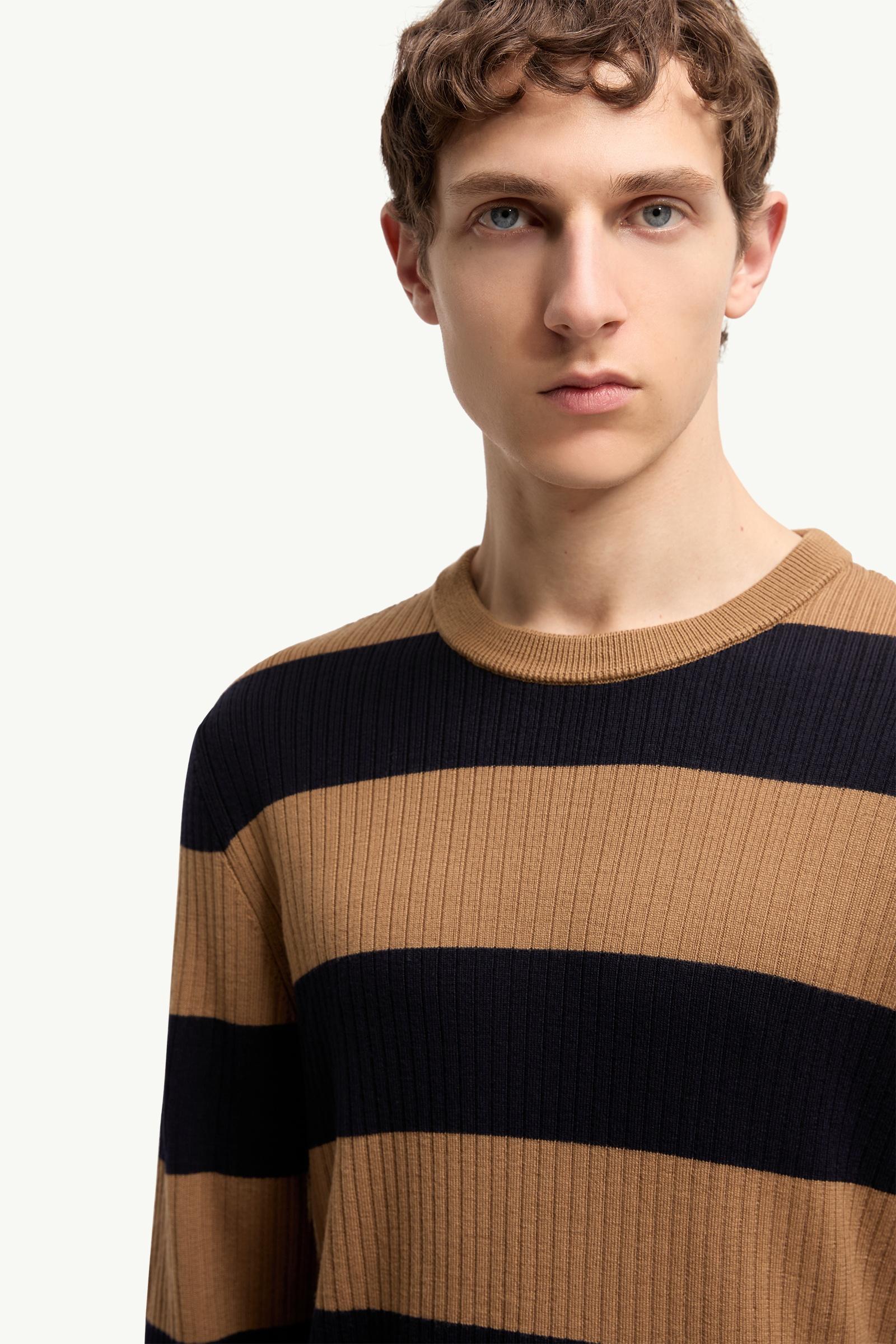 Moncler Striped Wool Sweater Beige & Navy Blue Beige & Navy Blue