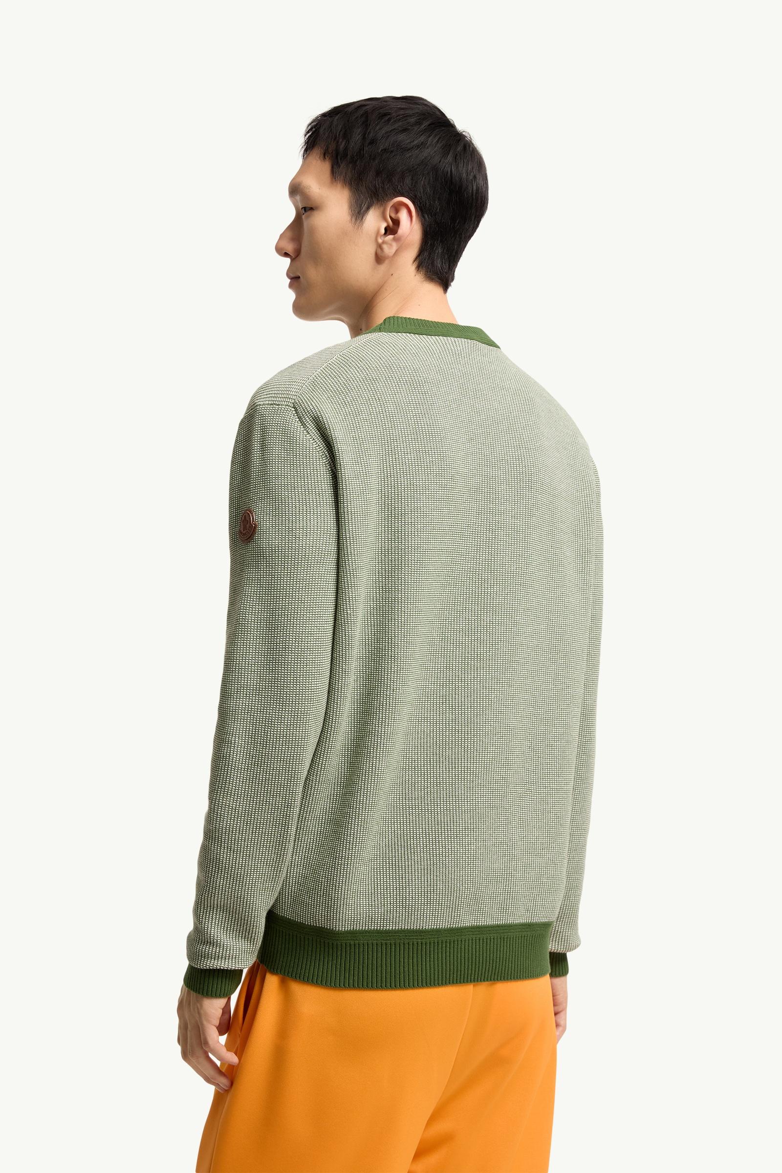 Moncler Leather Logo Cotton Sweater Dark Green Dark Green