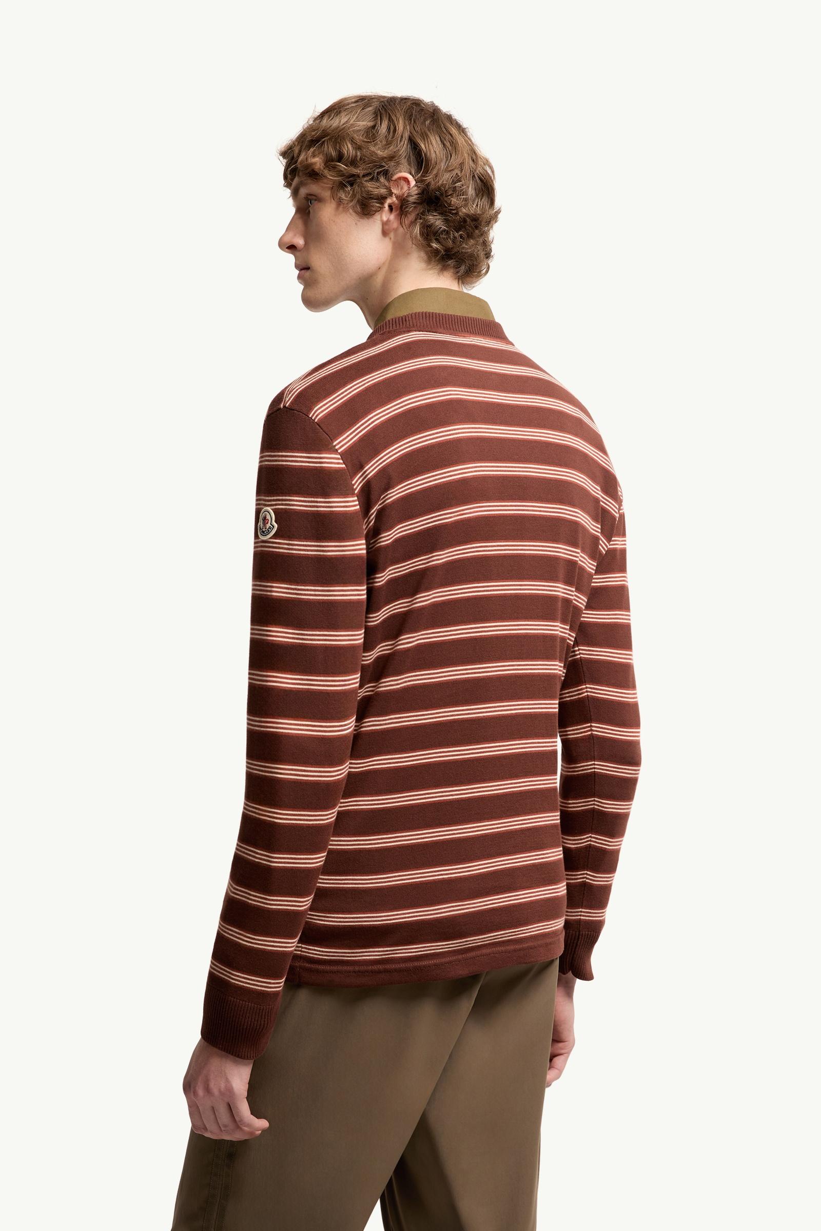 Moncler Striped Cotton Sweatshirt Brown & Pink Brown & Pink