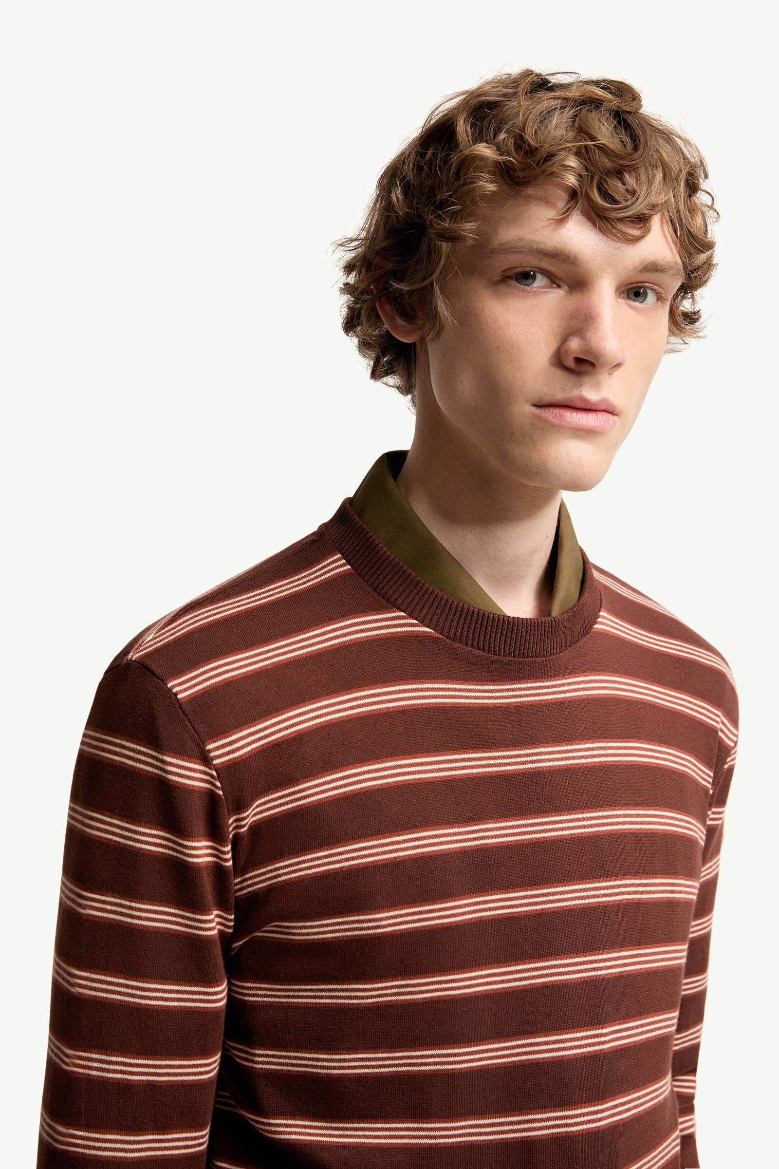 Moncler Striped Cotton Sweatshirt Brown & Pink Brown & Pink