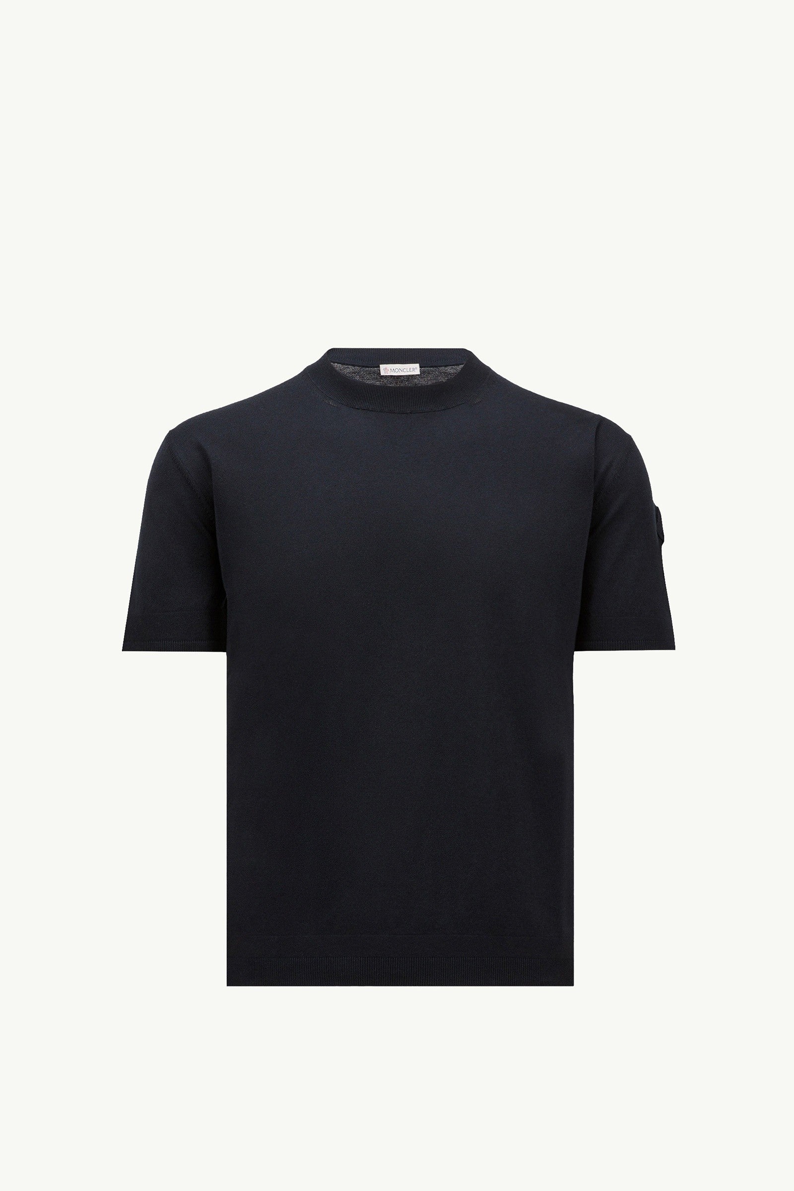 Moncler Silk & Cotton T-Shirt Navy Blue Navy Blue
