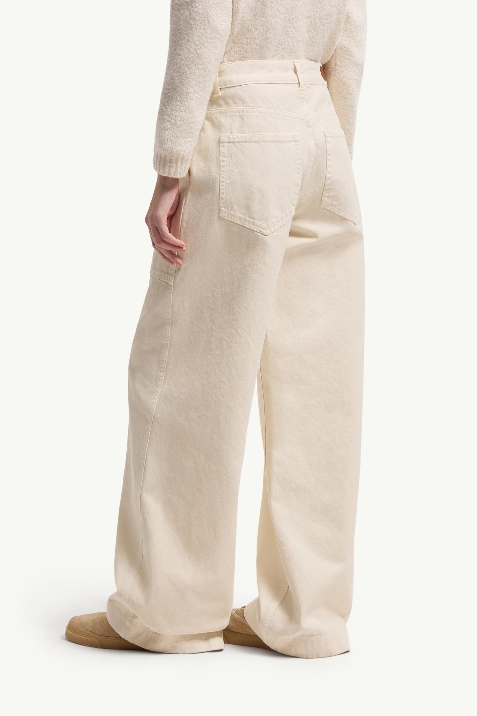 Moncler Leather Logo Cotton Pants Light Beige Light Beige