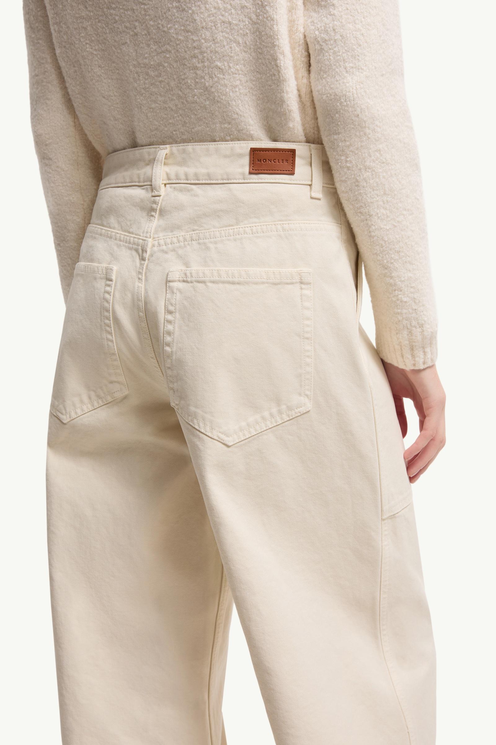 Moncler Leather Logo Cotton Pants Light Beige Light Beige