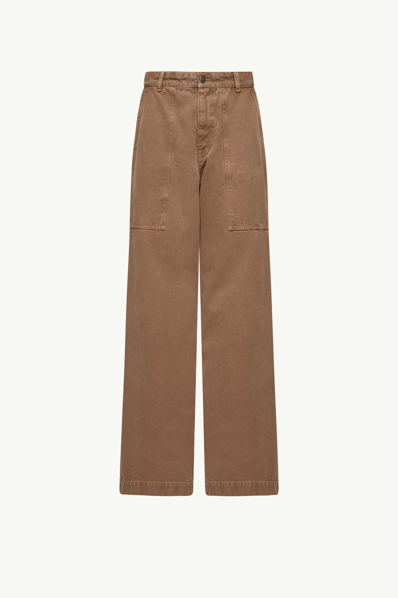 Moncler Leather Logo Cotton Pants Brown Brown