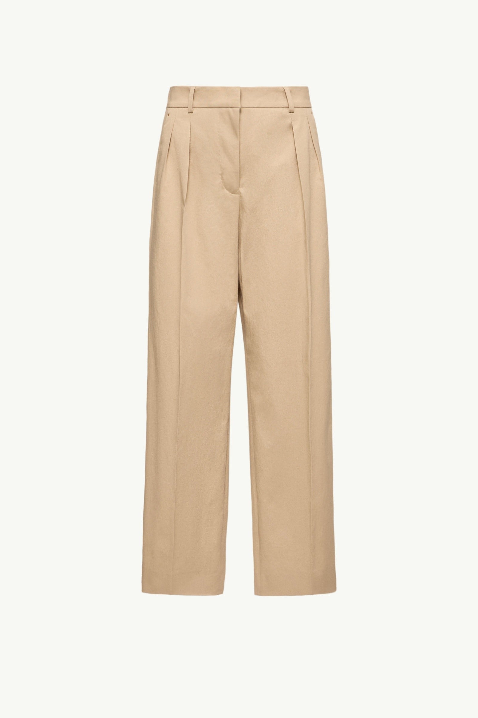 Moncler Cotton Gabardine Wide-Leg Tailored Pants Beige Beige