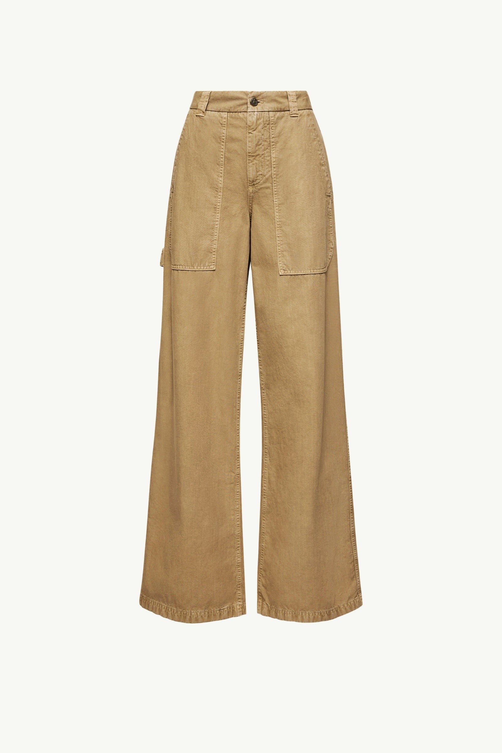 Moncler Cotton Wide Leg Pants Beige Beige
