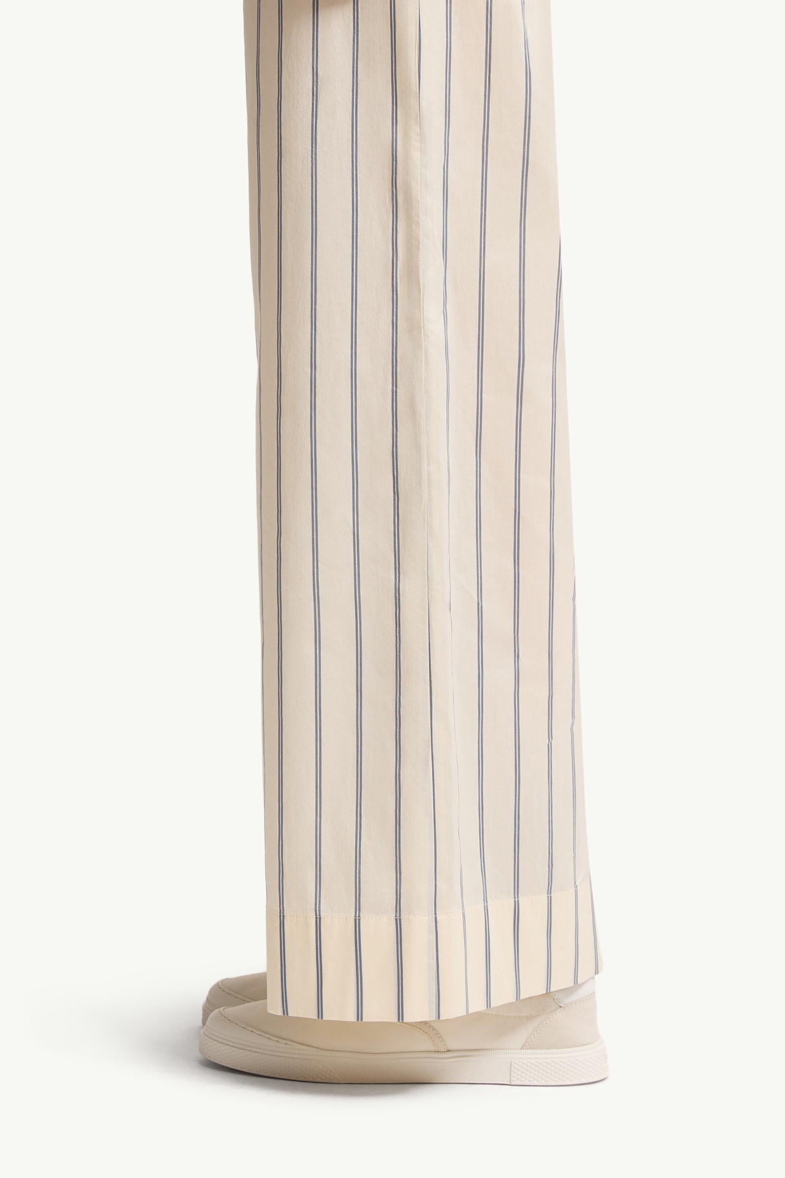 Moncler Striped Cotton & Silk Pants White White