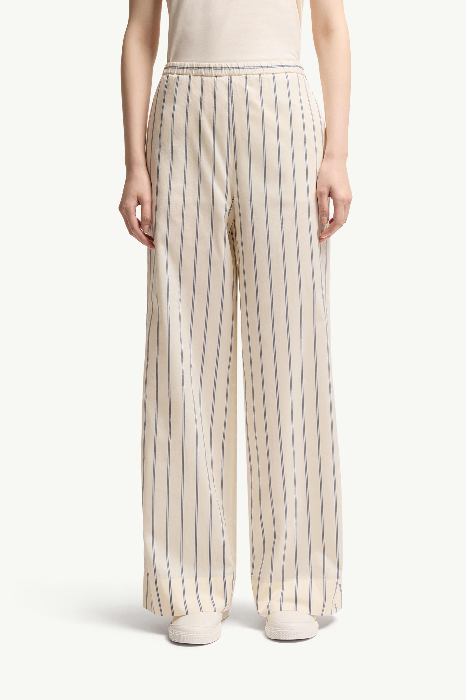 Moncler Striped Cotton & Silk Pants White White