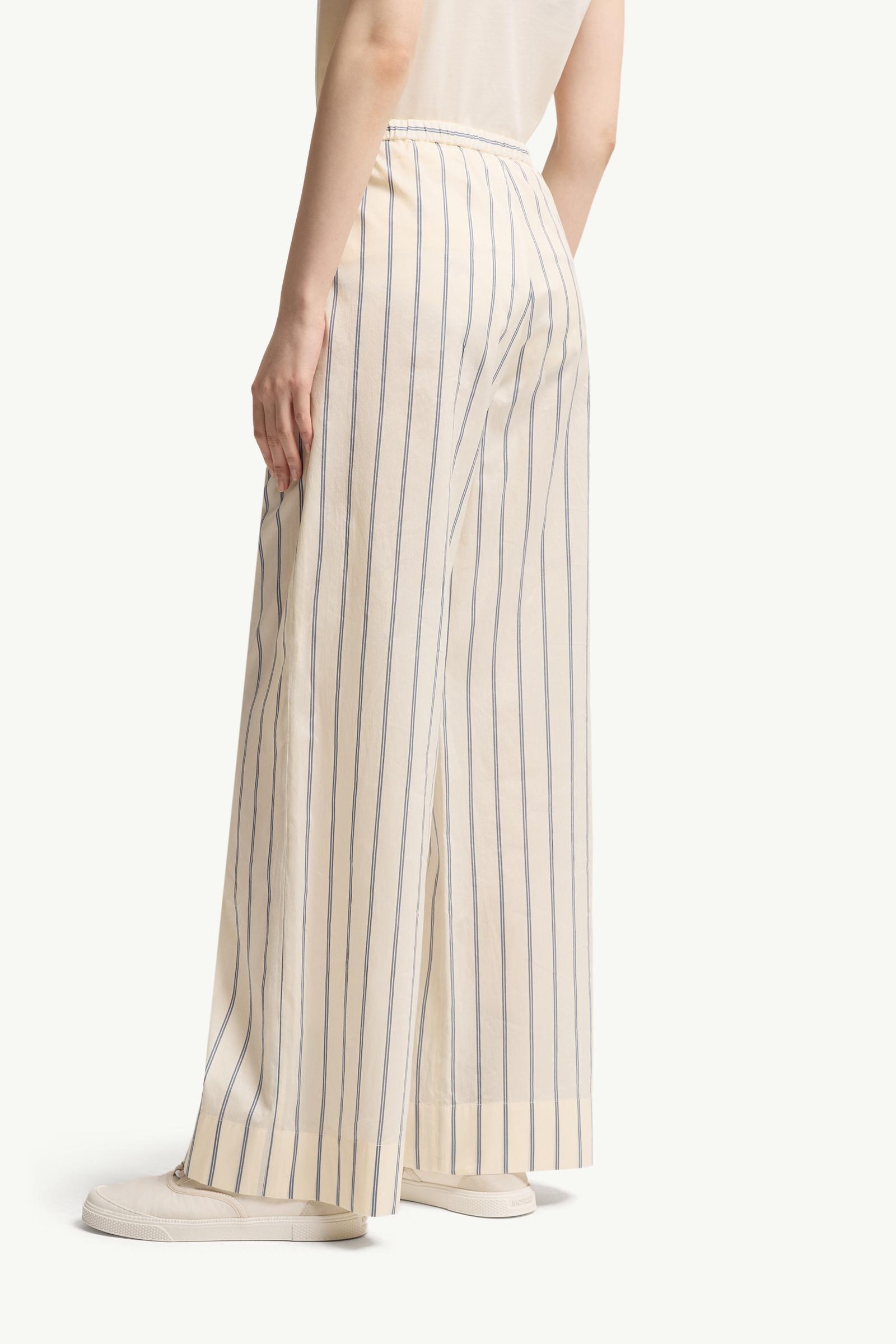 Moncler Striped Cotton & Silk Pants White White