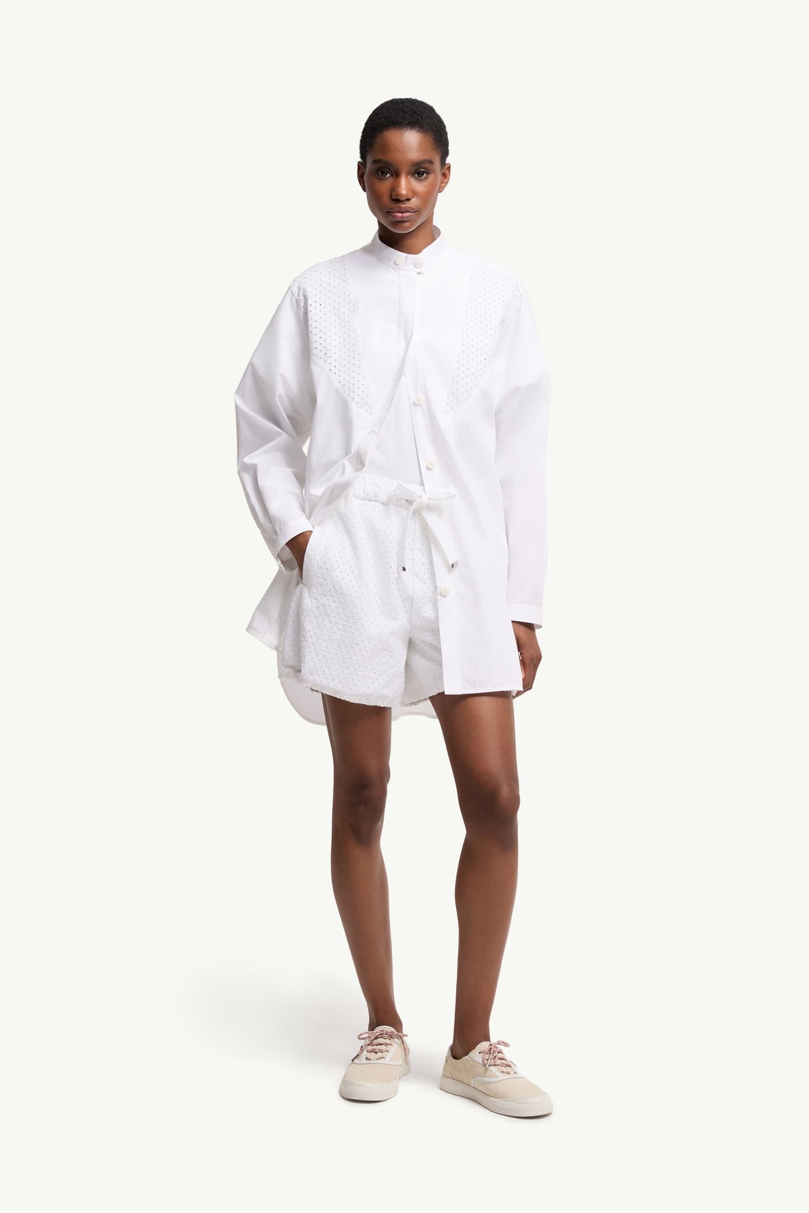 Moncler San Gallo & Cotton Poplin Shorts White White