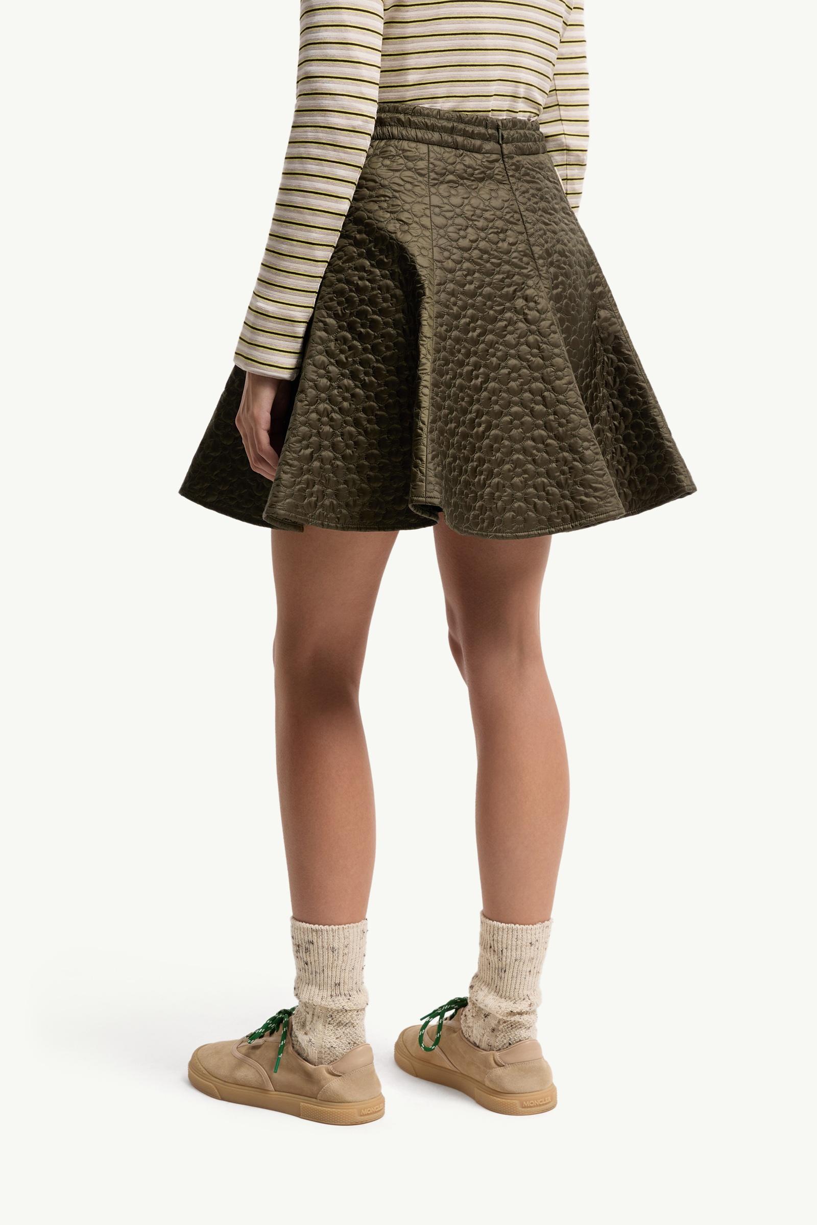 Moncler Floral-Quilted Padded Mini Skirt Olive Green Olive Green