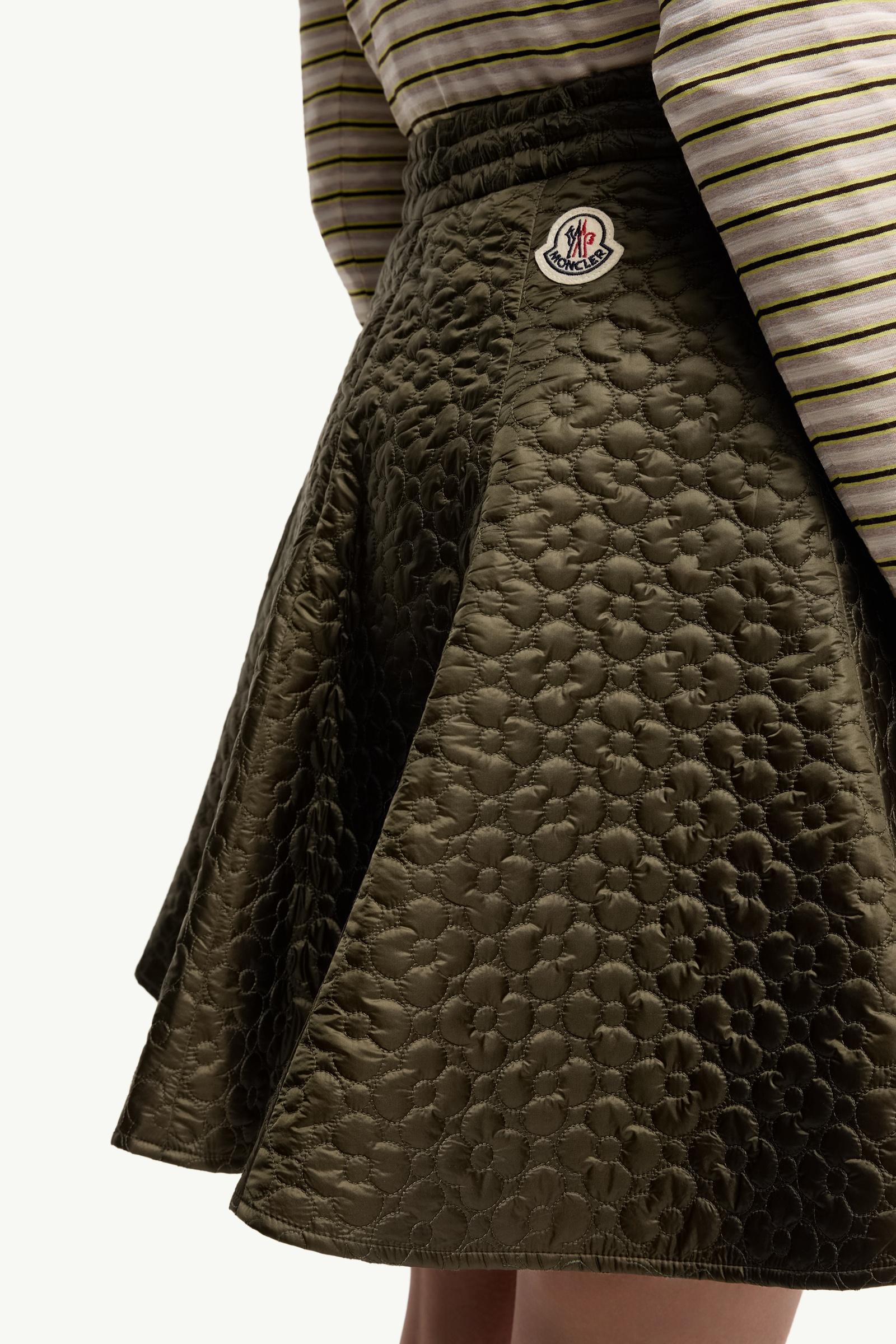 Moncler Floral-Quilted Padded Mini Skirt Olive Green Olive Green