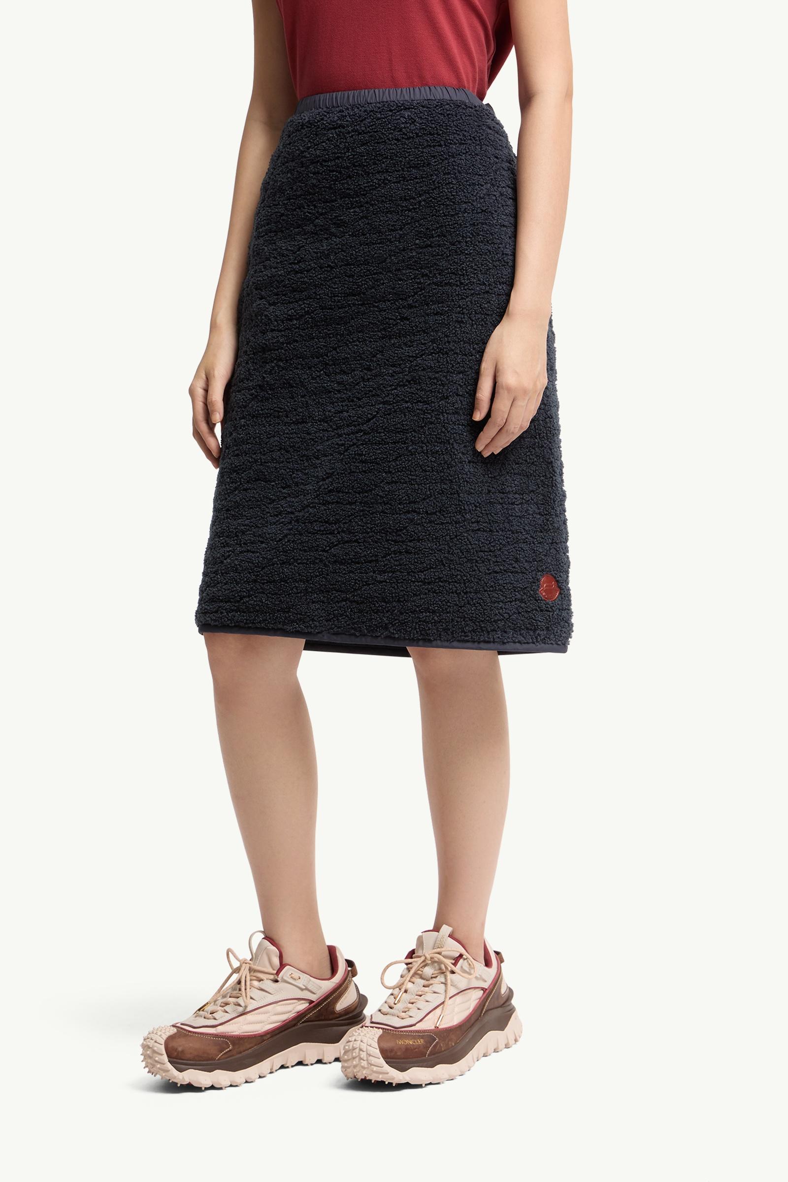 Moncler Teddy Knee-Length Padded Skirt Navy Blue Navy Blue