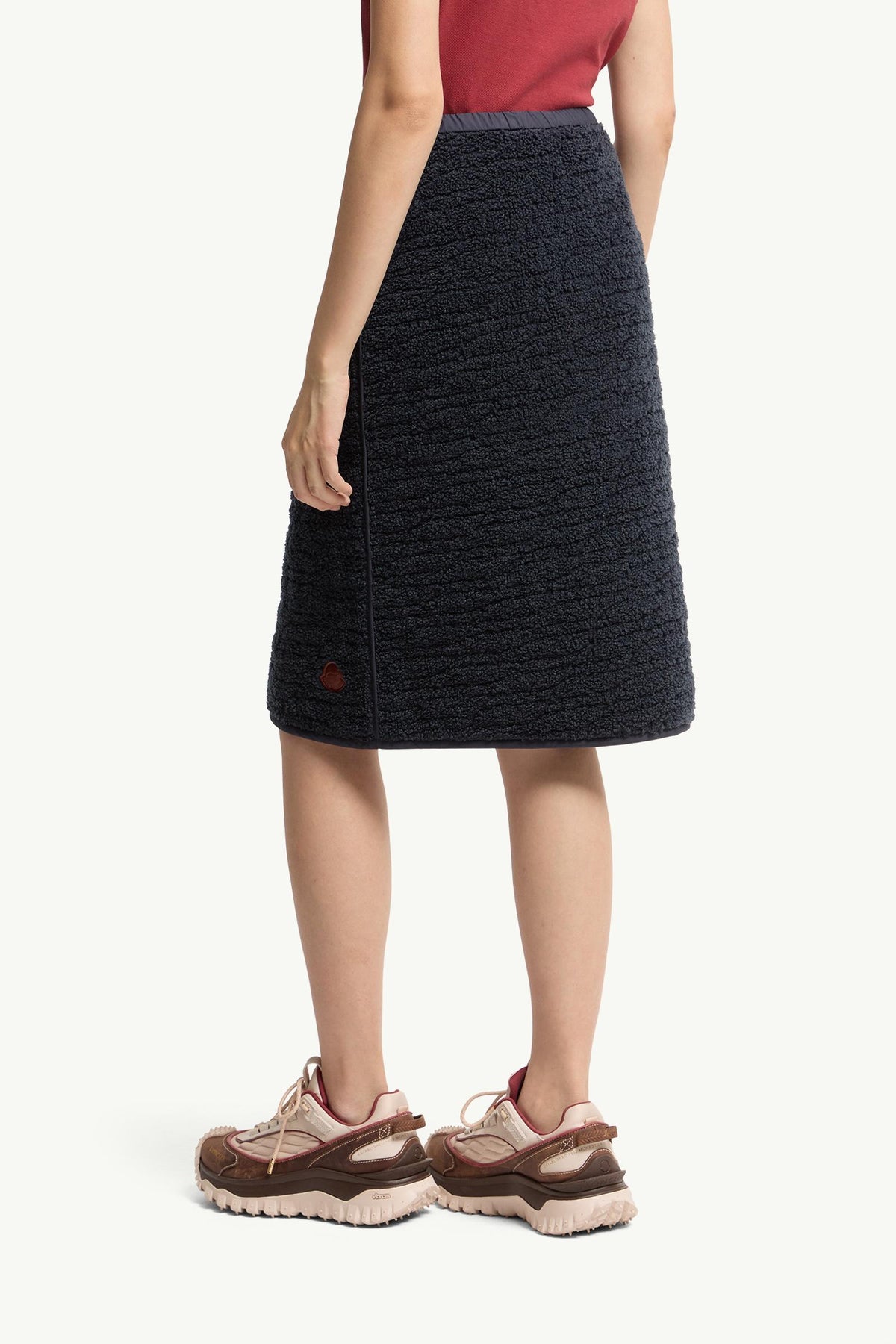 Moncler Teddy Knee-Length Padded Skirt Navy Blue Navy Blue