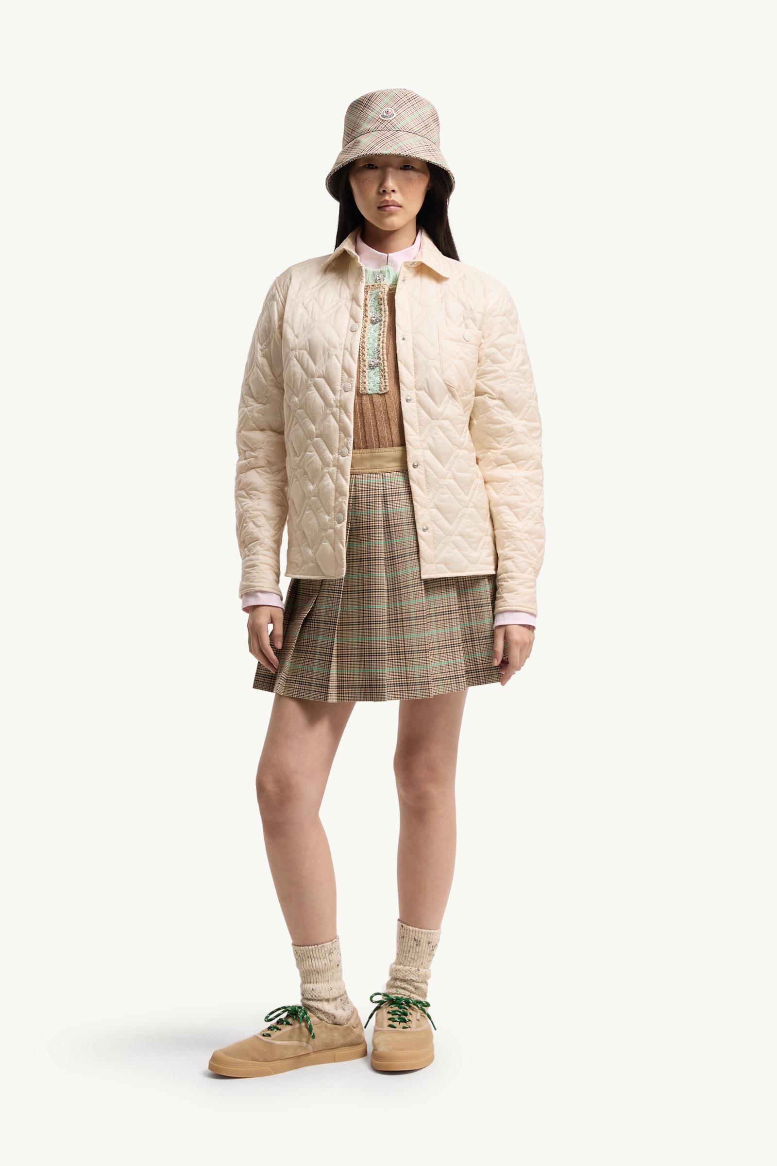 Moncler Checked Pleated Mini Skirt Light Brown Light Brown