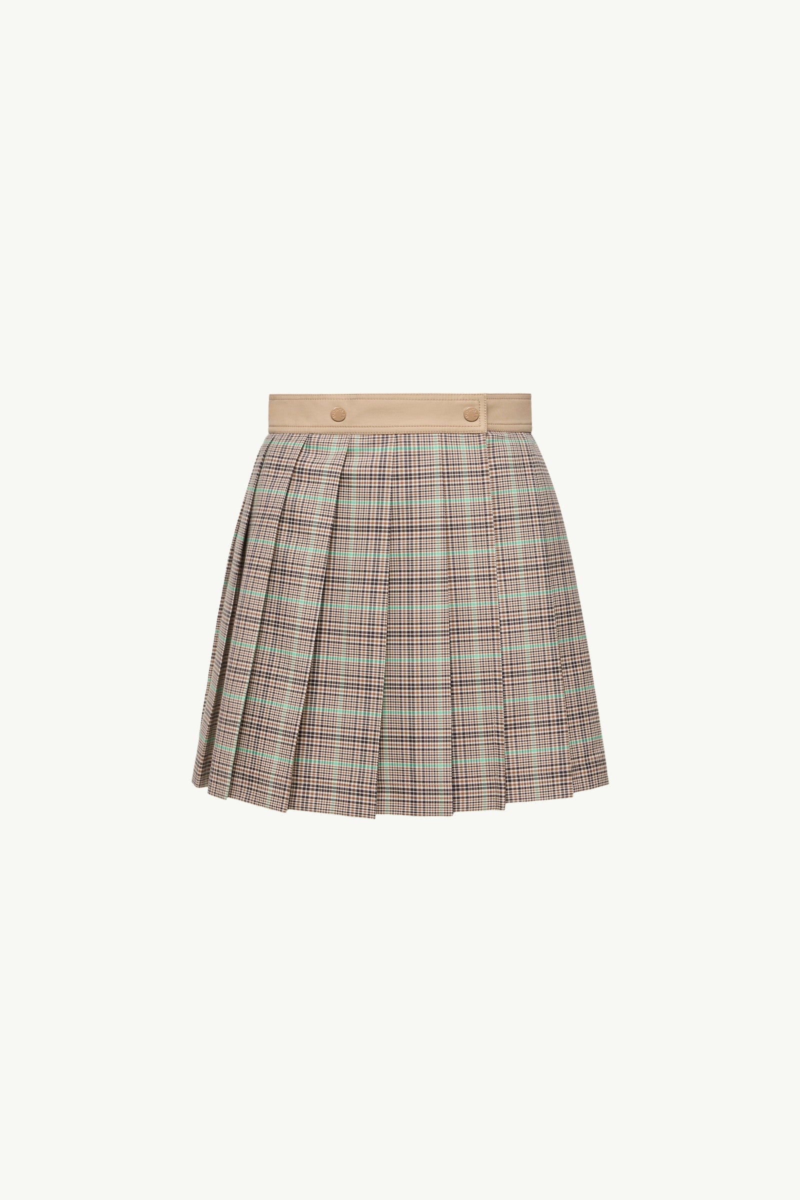 Moncler Checked Pleated Mini Skirt Light Brown Light Brown