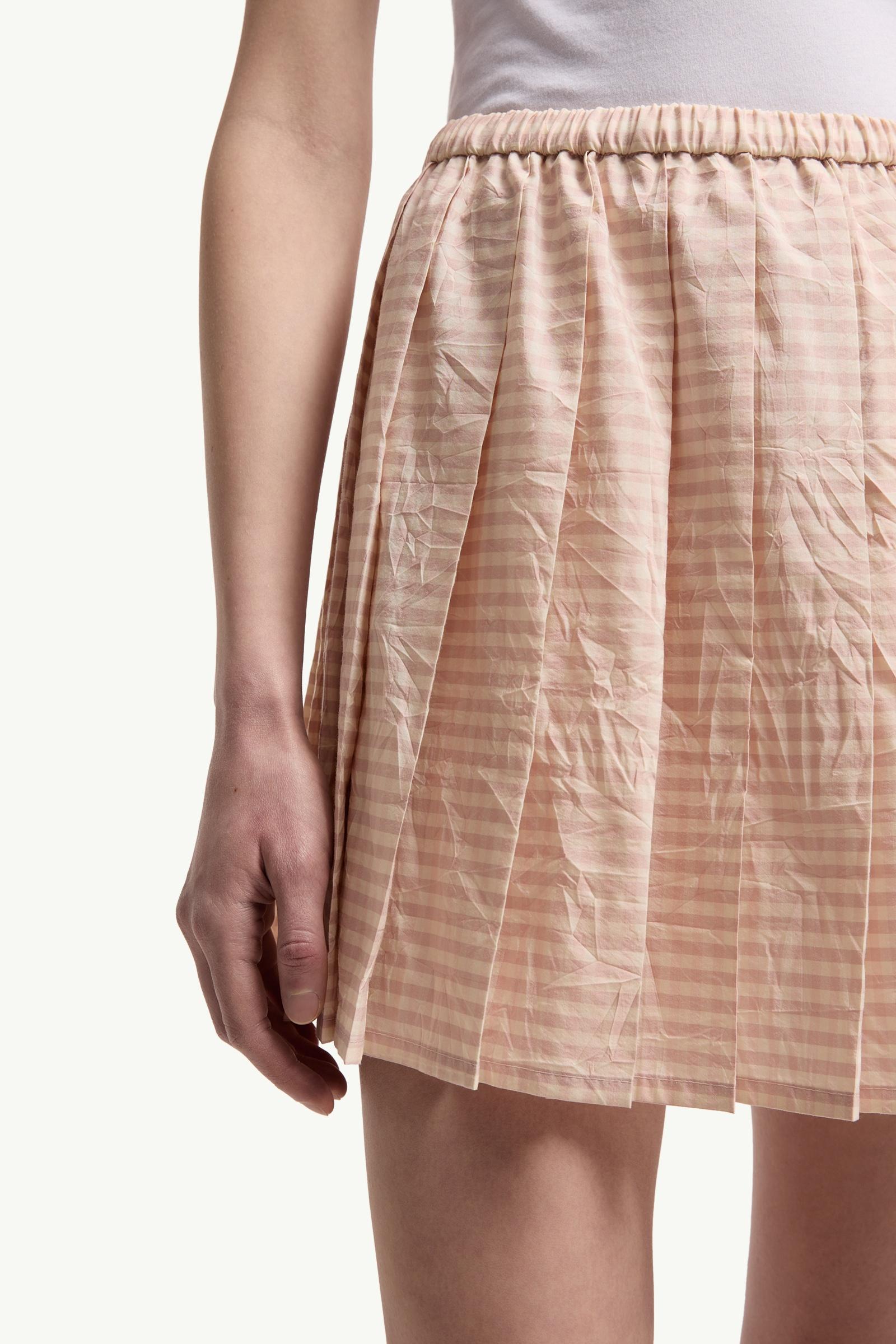 Moncler Vichy Cotton Blend Pleated Mini Skirt Light Pink Light Pink