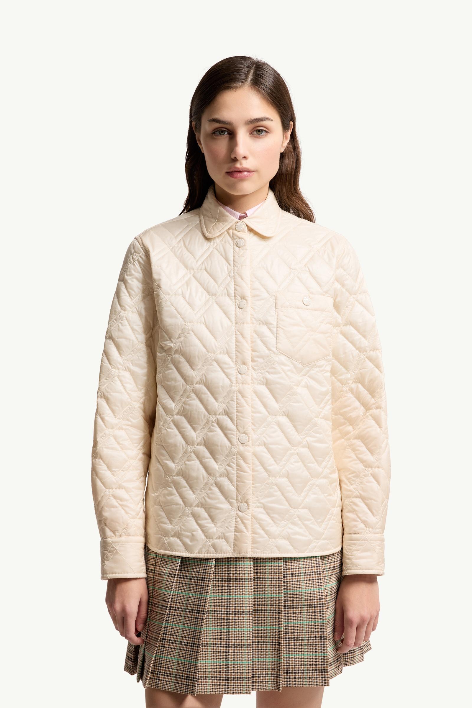 Moncler Diamond-Quilted Padded Shirt Jacket White Ivory White Ivory