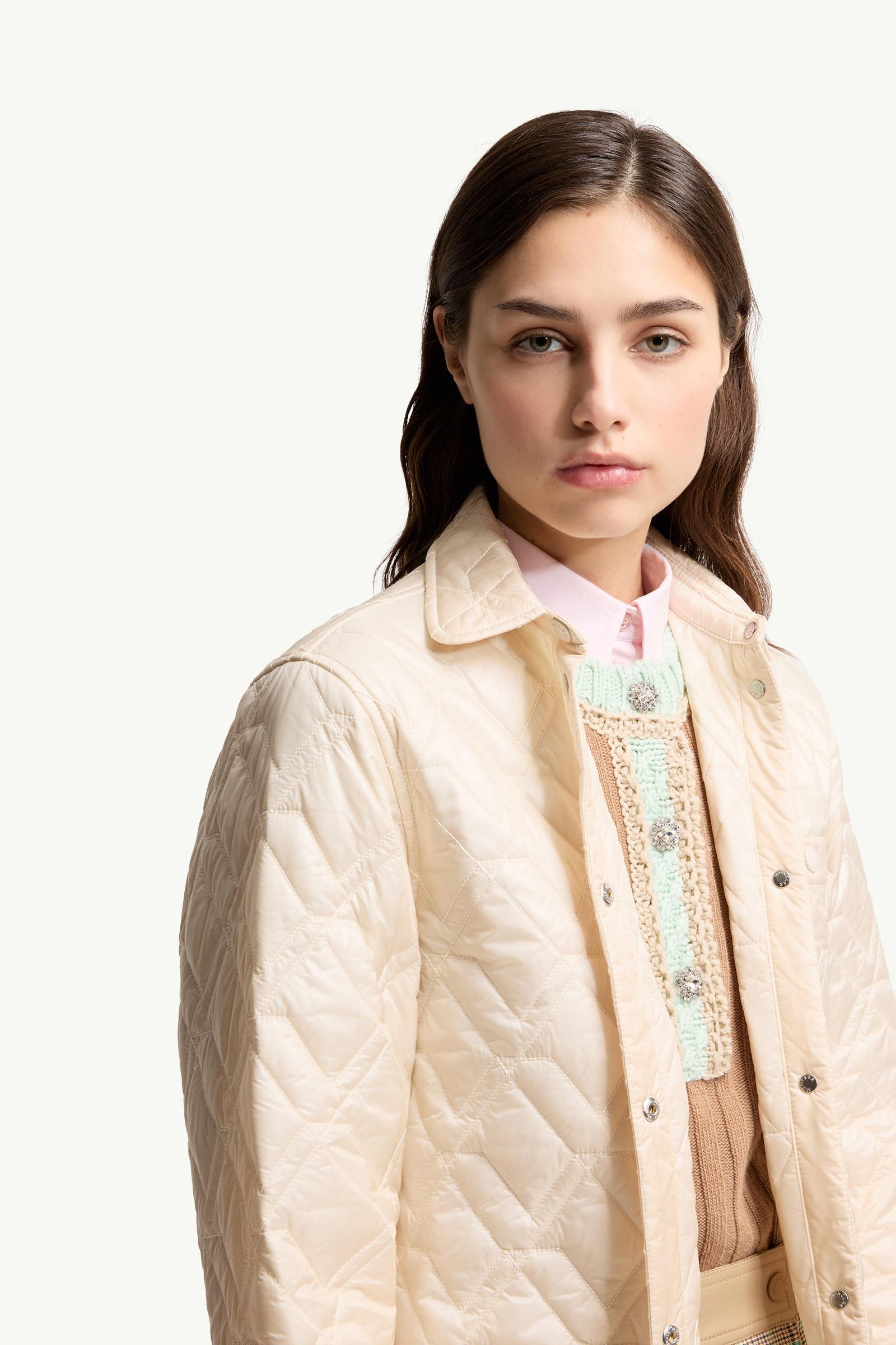 Moncler Diamond-Quilted Padded Shirt Jacket White Ivory White Ivory