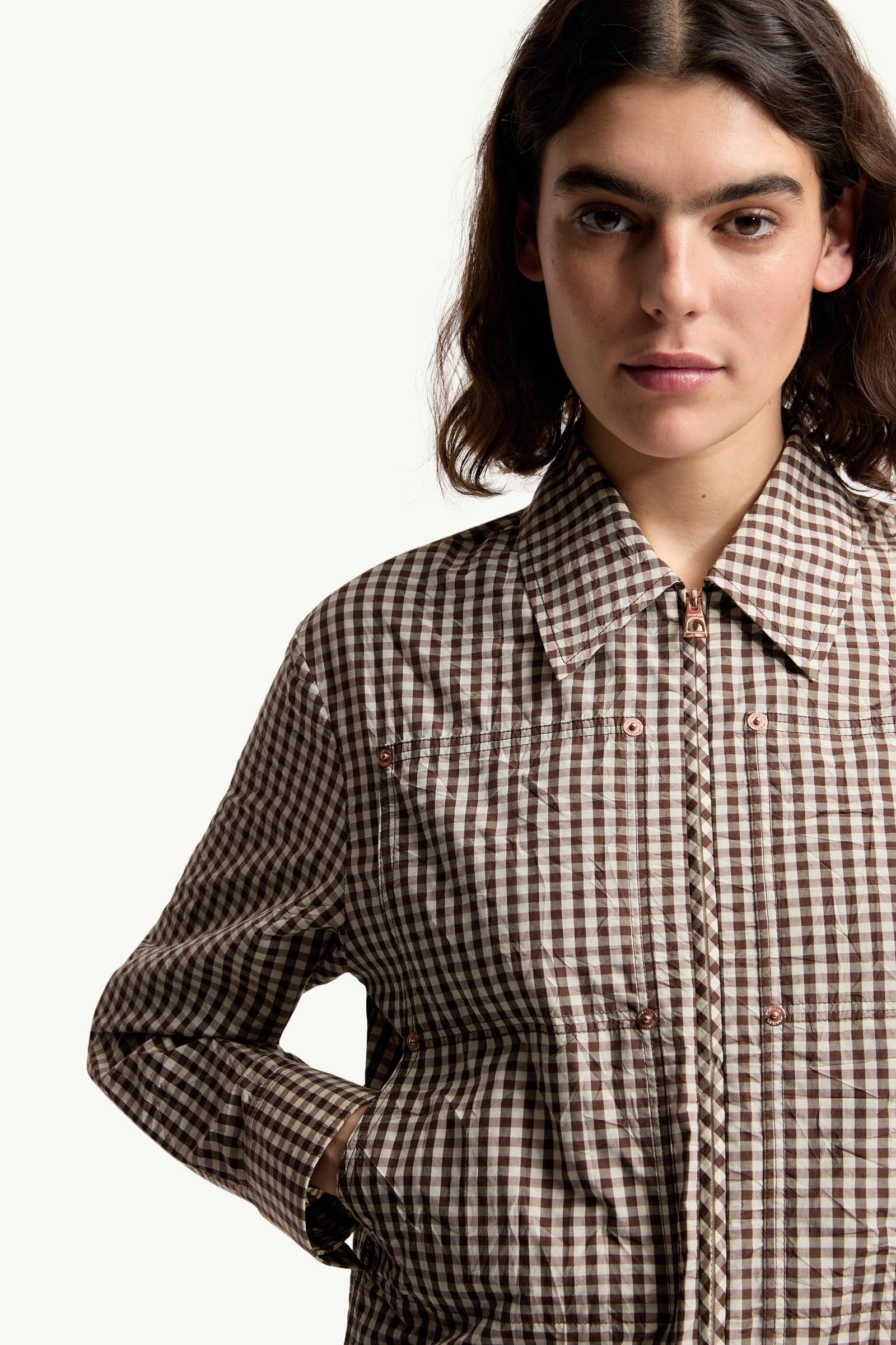 Moncler Vichy Cotton Blend Shirt White & Brown White & Brown