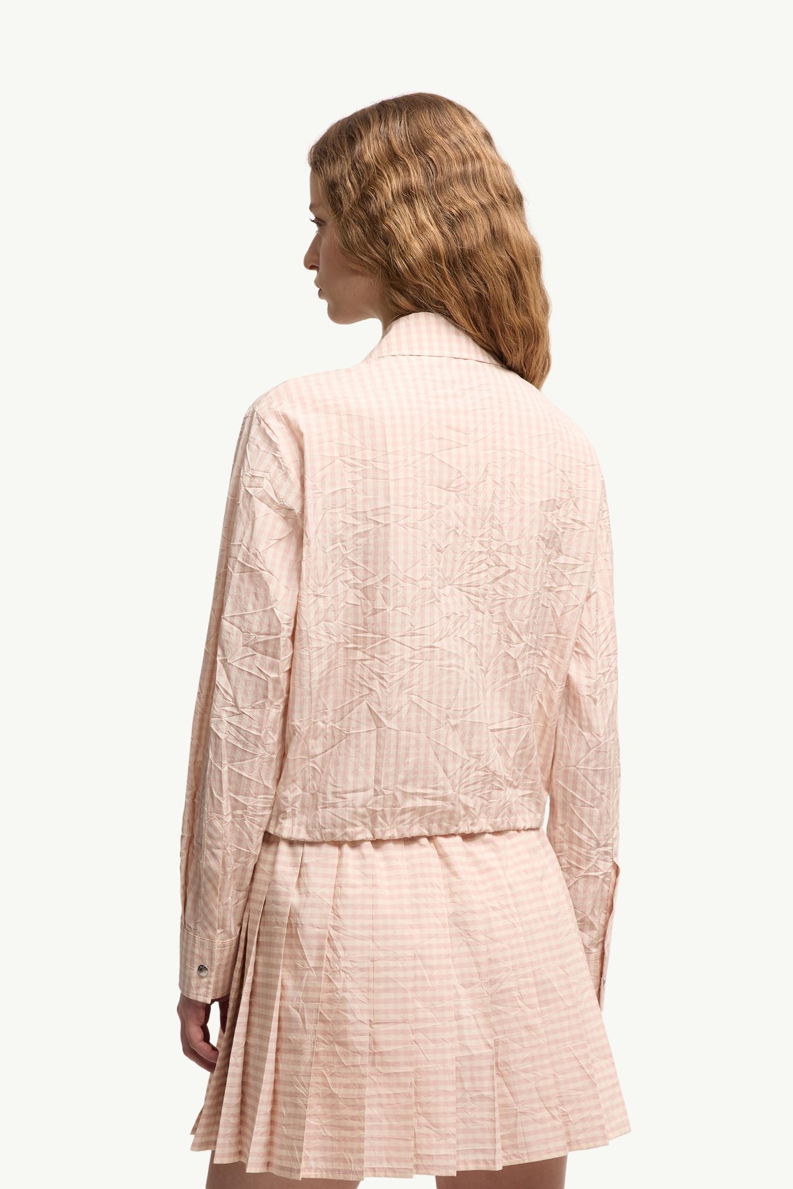Moncler Vichy Cotton Blend Shirt Light Pink Light Pink